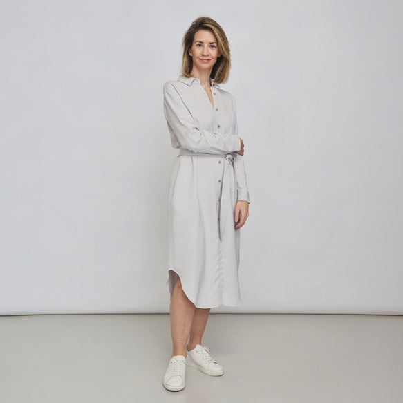 NINA REIN Hemdblusenkleid aus Lyocell in Hellgrau Light Grey