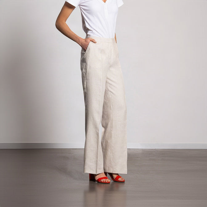 NINA REIN Weite Hose aus Leinen Cream