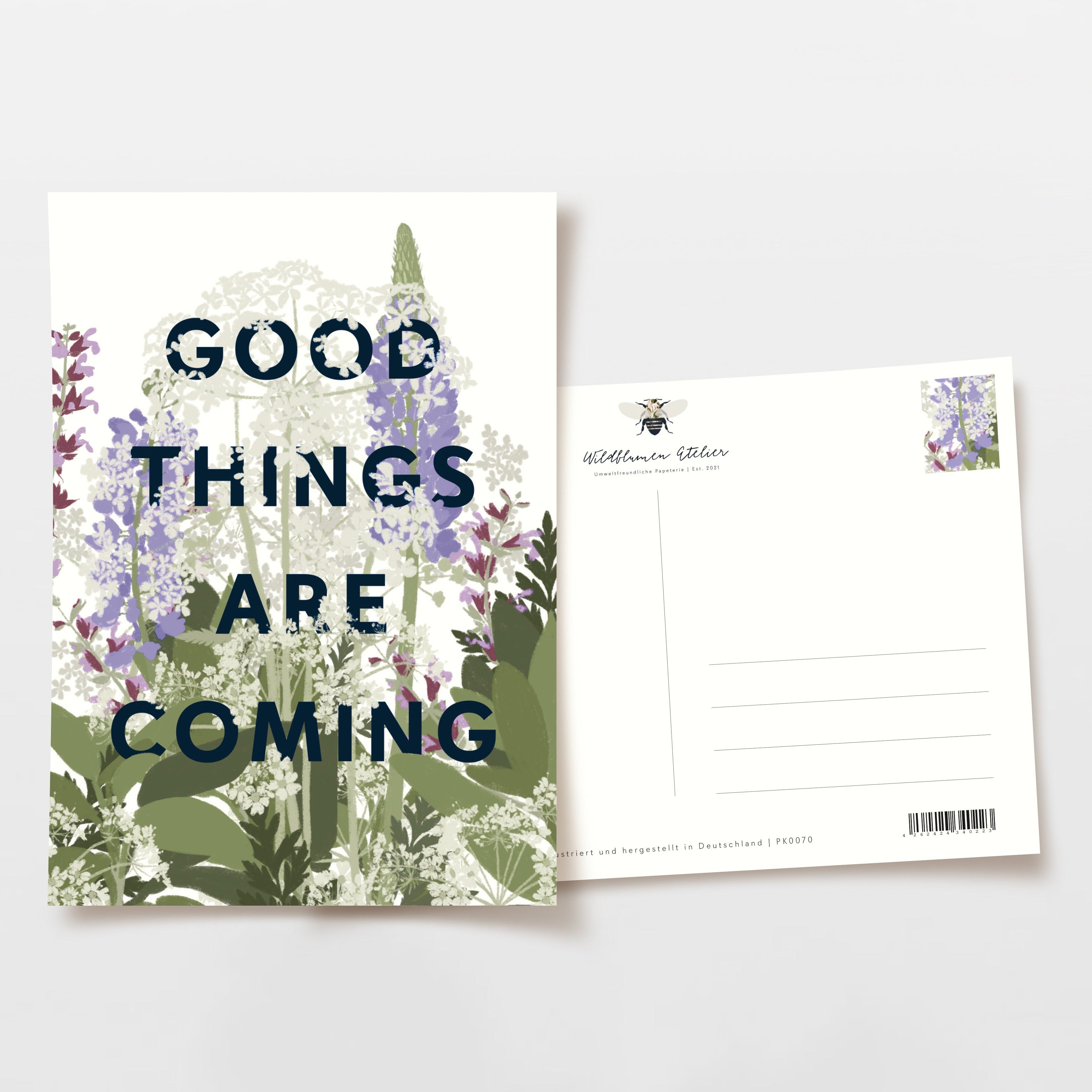 Wildblumen Atelier Postkarte "Good things are coming"
