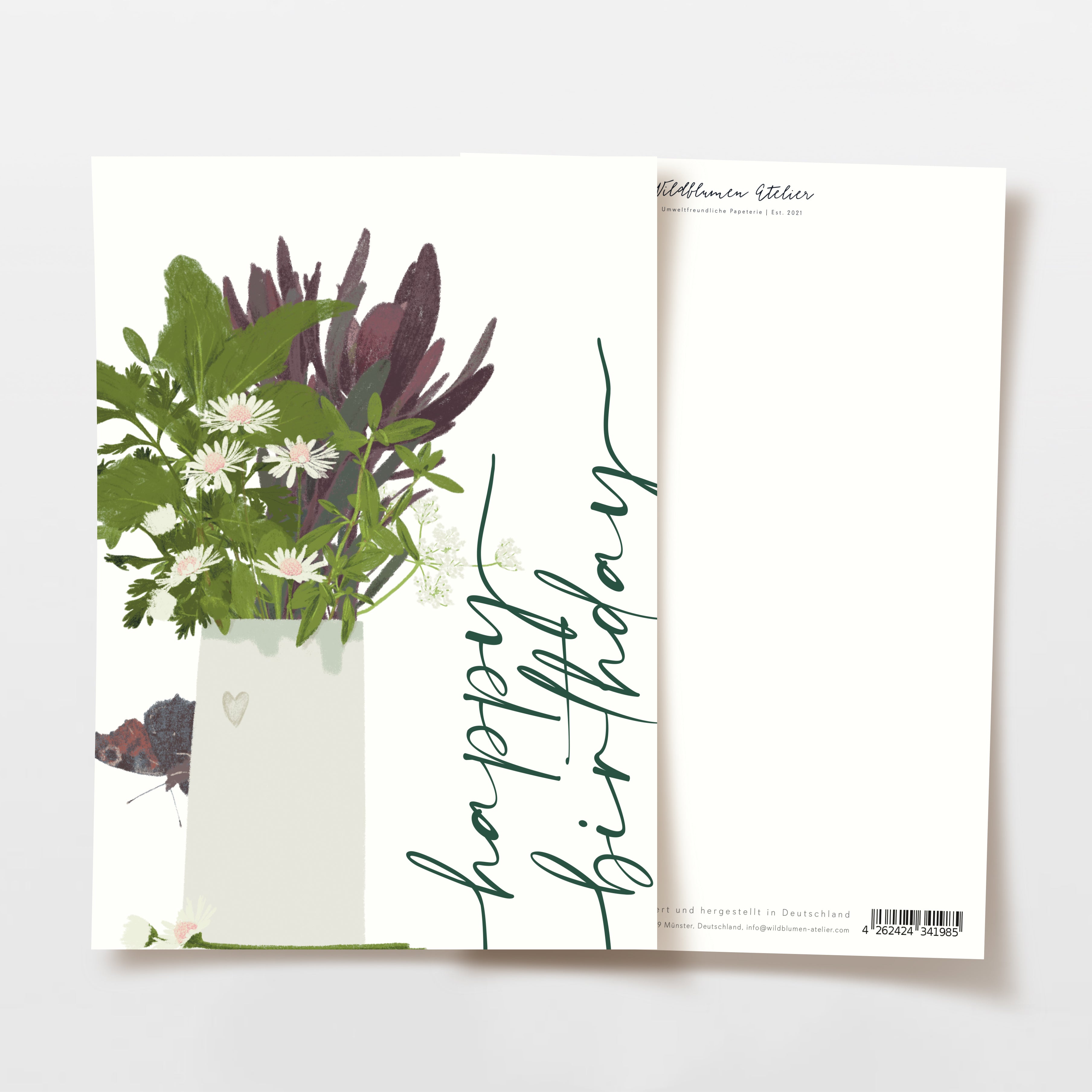 Wildblumen Atelier Postkarte "Happy Birthday" Vase DIN A6