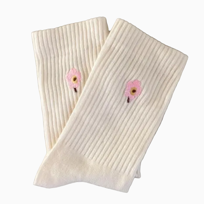 Jutelaune Socken "Rosa Flower" Offwhite Rosa