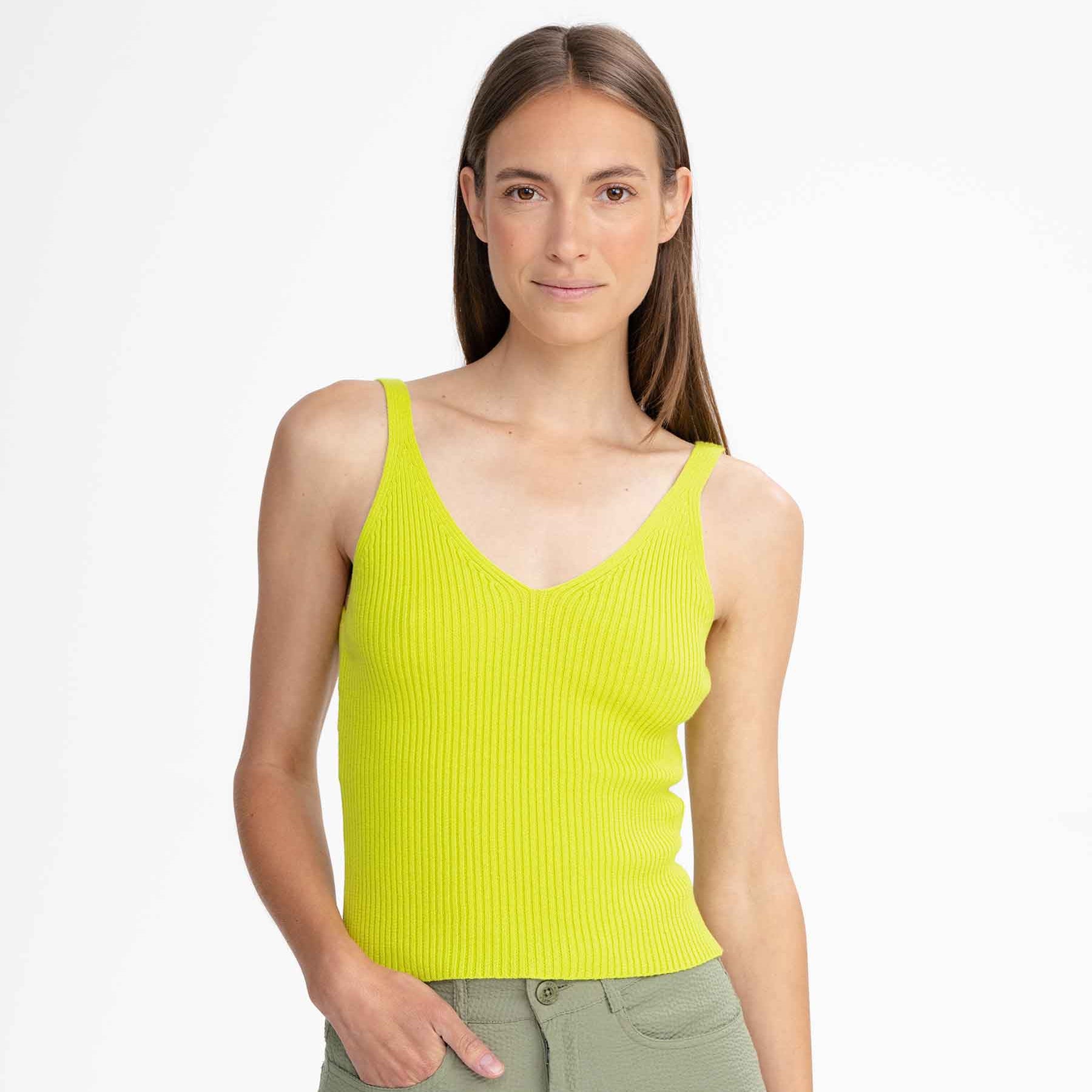 MELA Damen V-Neck Strick Top "RHADA" Kiwi