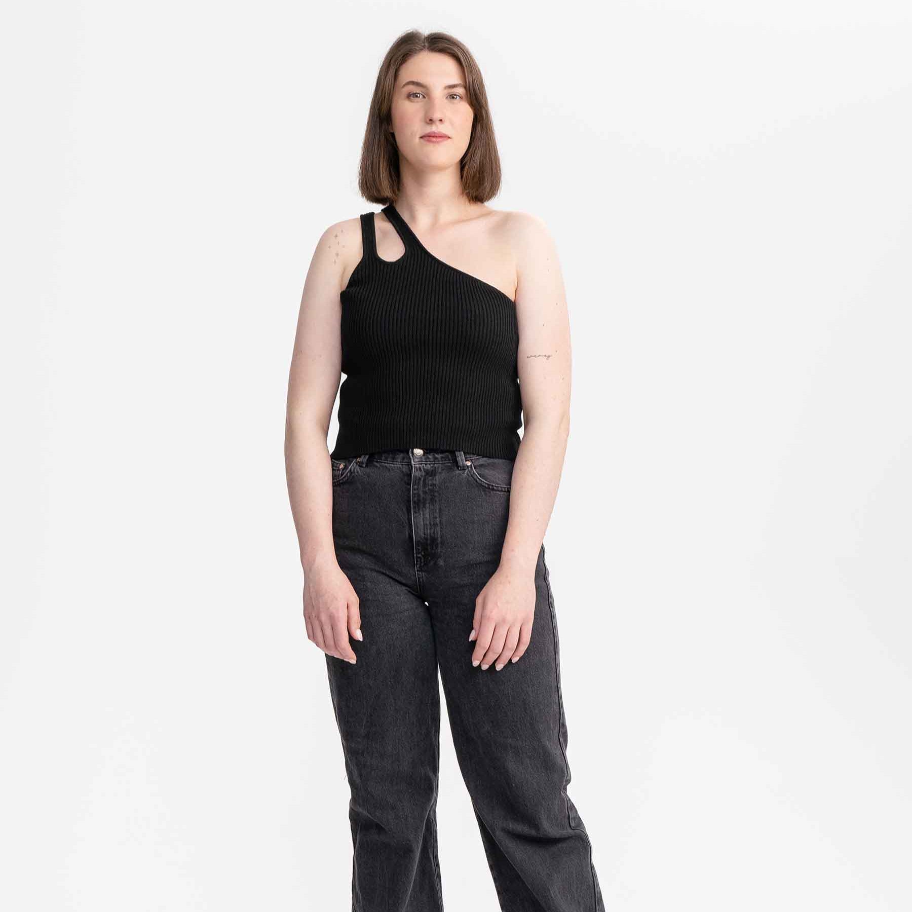 MELA Damen One Shoulder Strick Top "ROJANA"