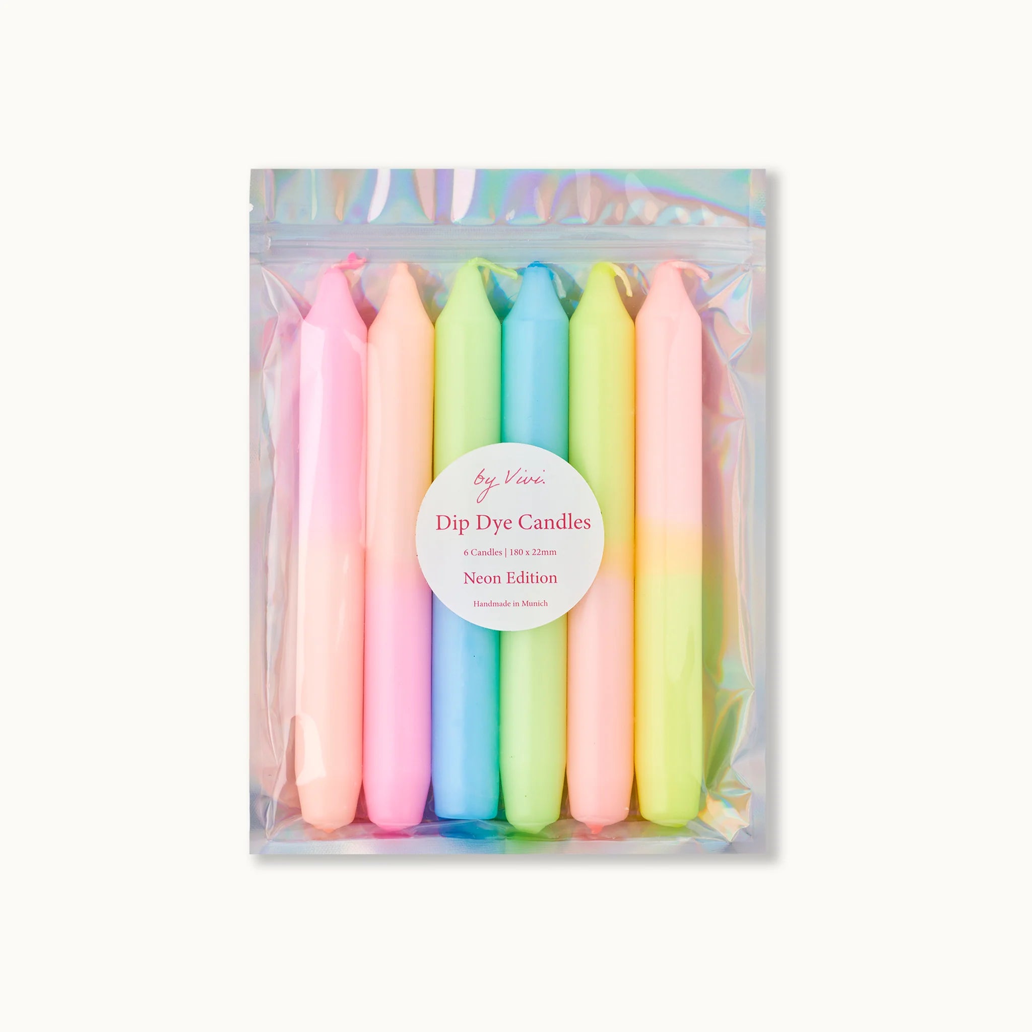 by Vivi Dip Dye Kerzen Set 6-teilig Neon Edition 18 x 2.2 cm