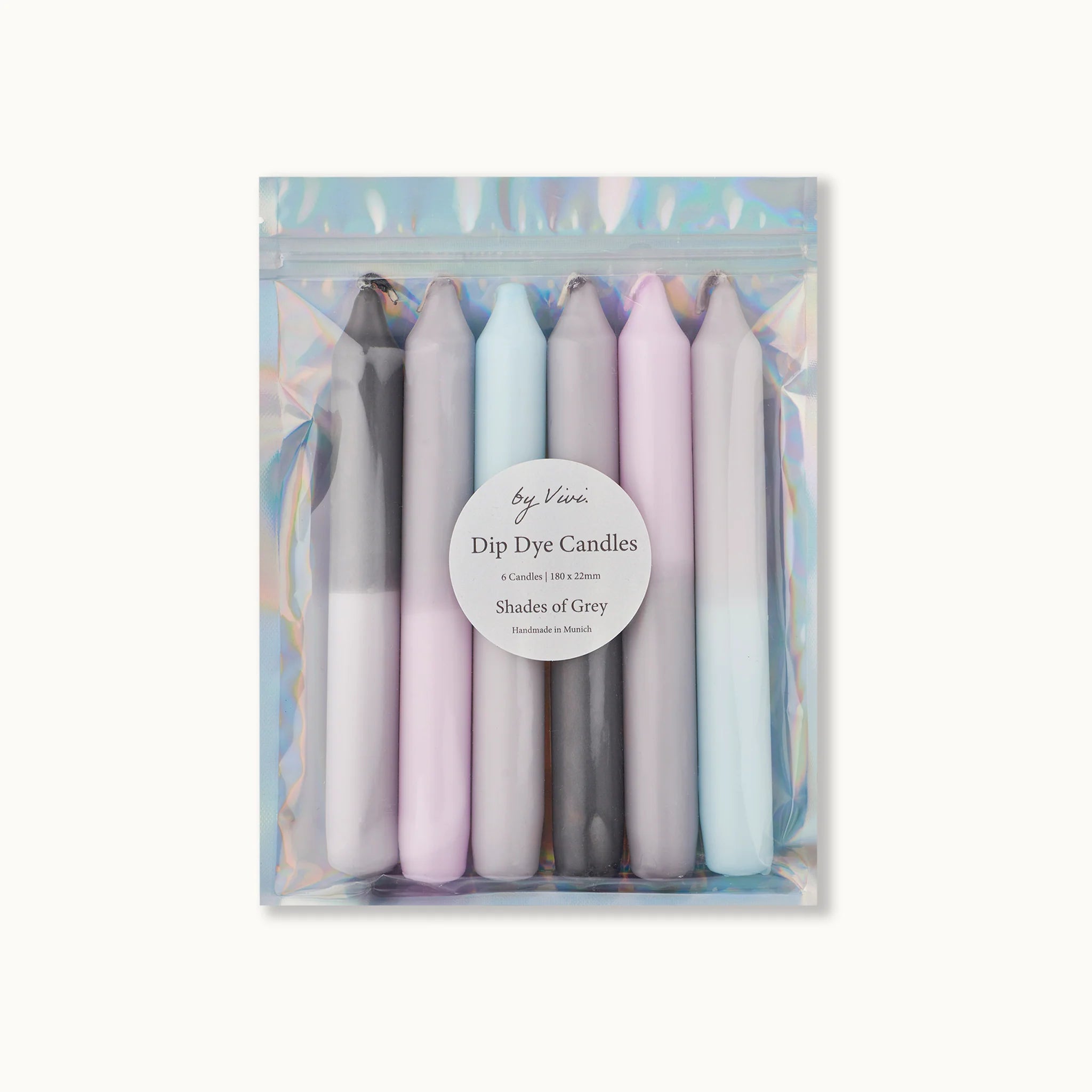 by Vivi Dip Dye Kerzen Set 6-teilig Shades of Grey Edition 18 x 2.2 cm