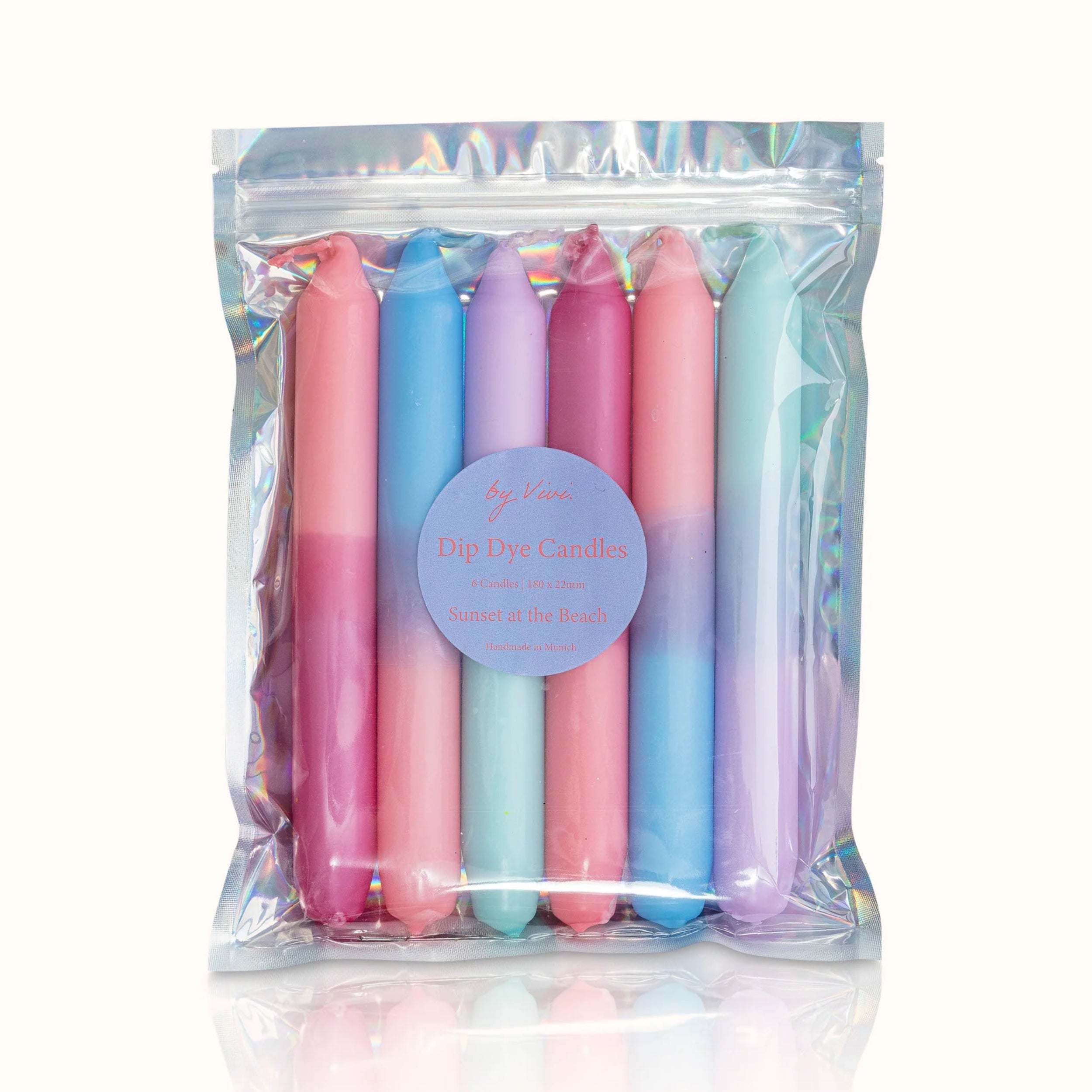 by Vivi Dip Dye Kerzen Set 6-teilig Sunset at the Beach 18 x 2.2 cm