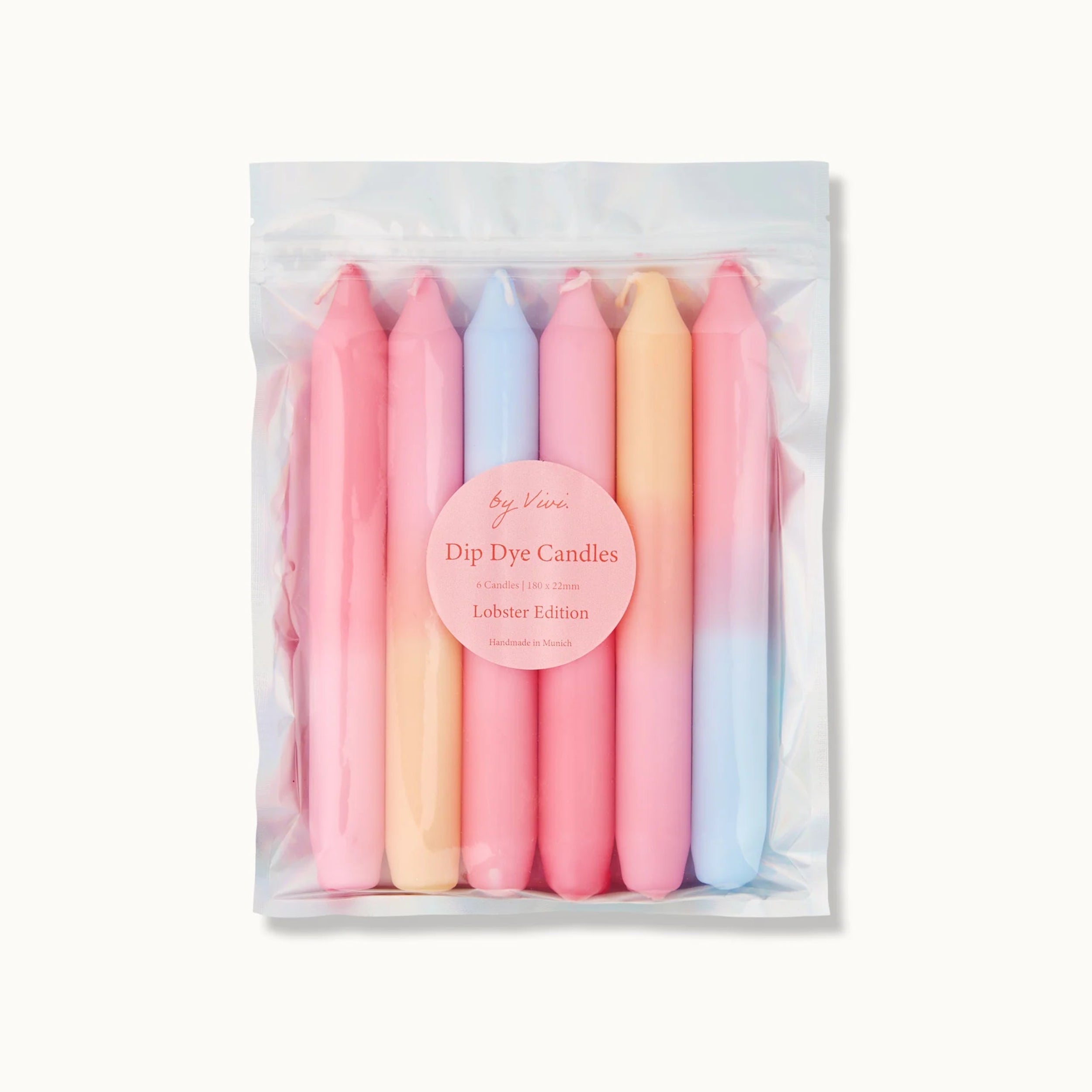 by Vivi Dip Dye Kerzen Set 6-teilig Lobster Edition 18 x 2.2 cm