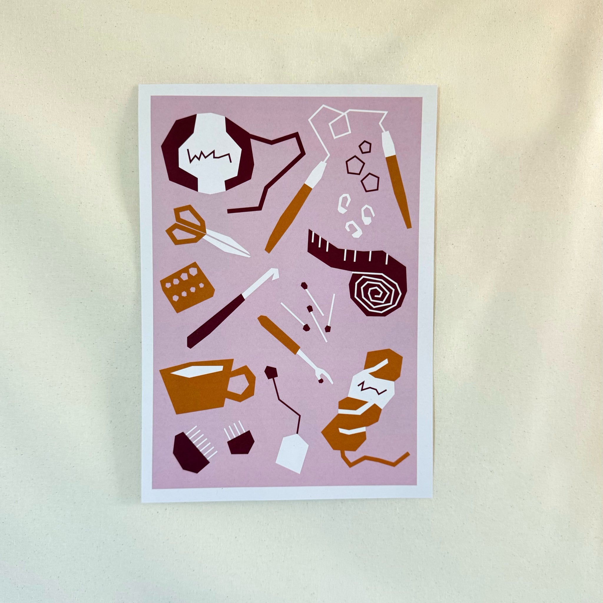 StrikningLu Poster Strickzeug - Lila DIN A6