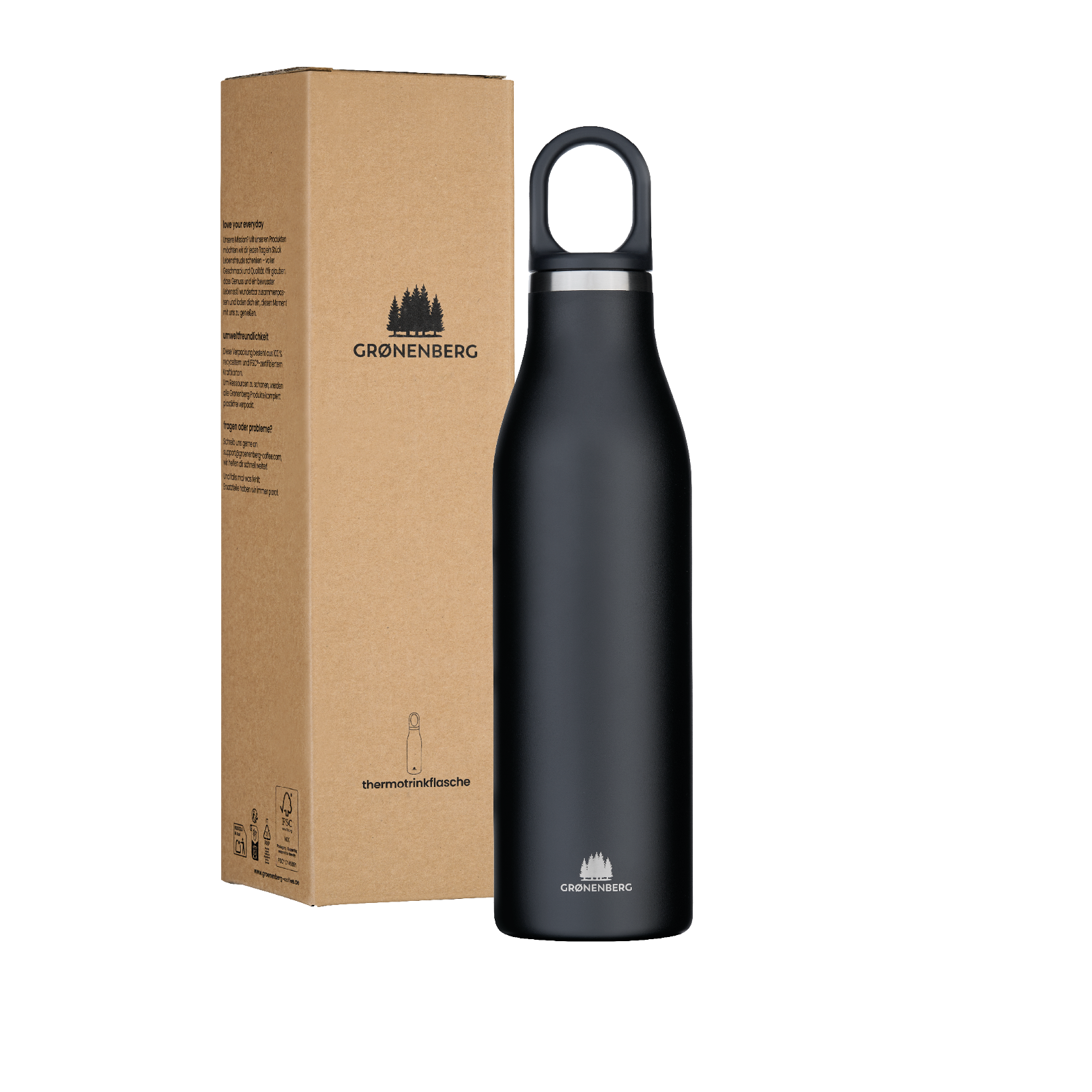 Groenenberg Thermo Trinkflasche aus Edelstahl 750ml Black