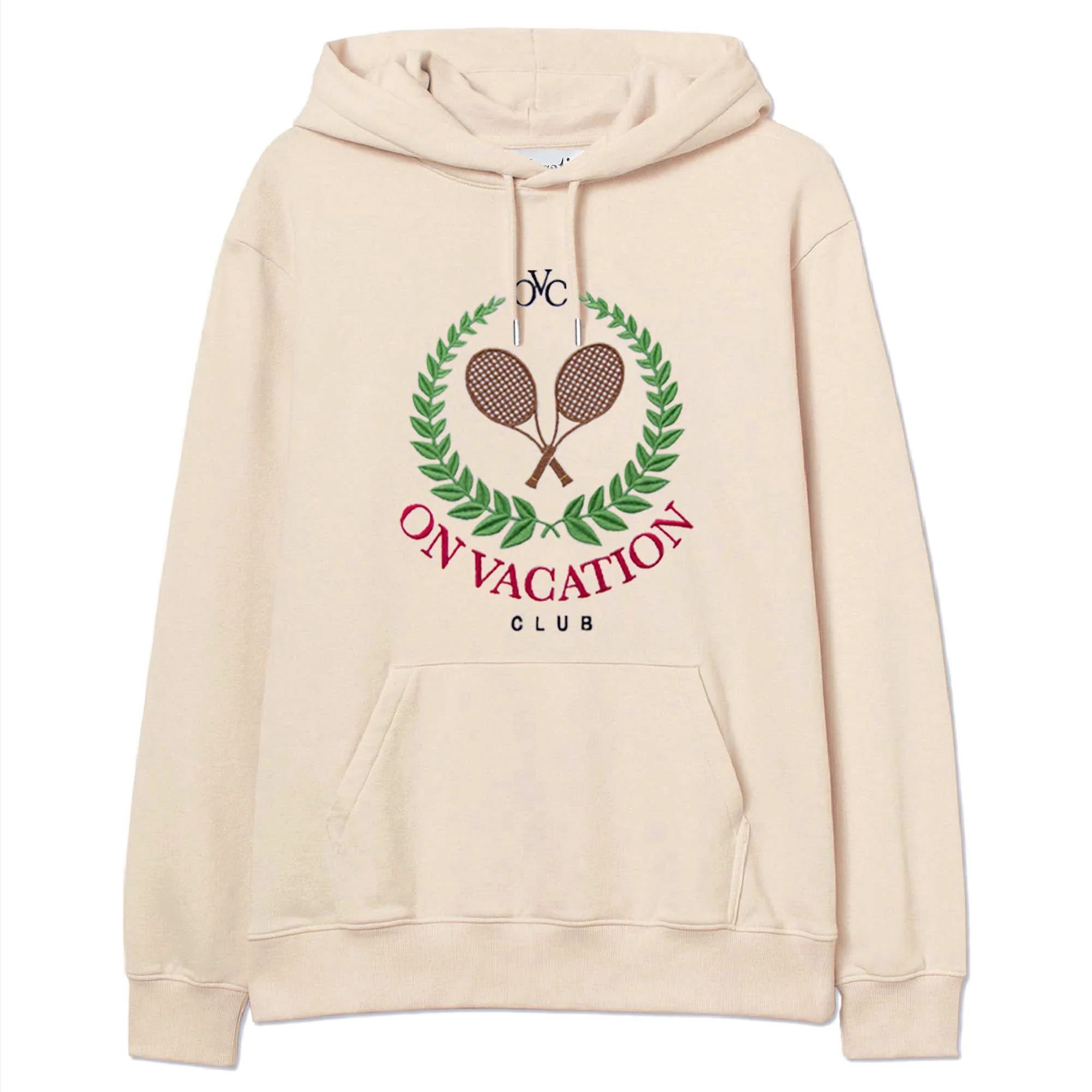 On Vacation Unisex Hoodie "Tennis Emblem" Sand