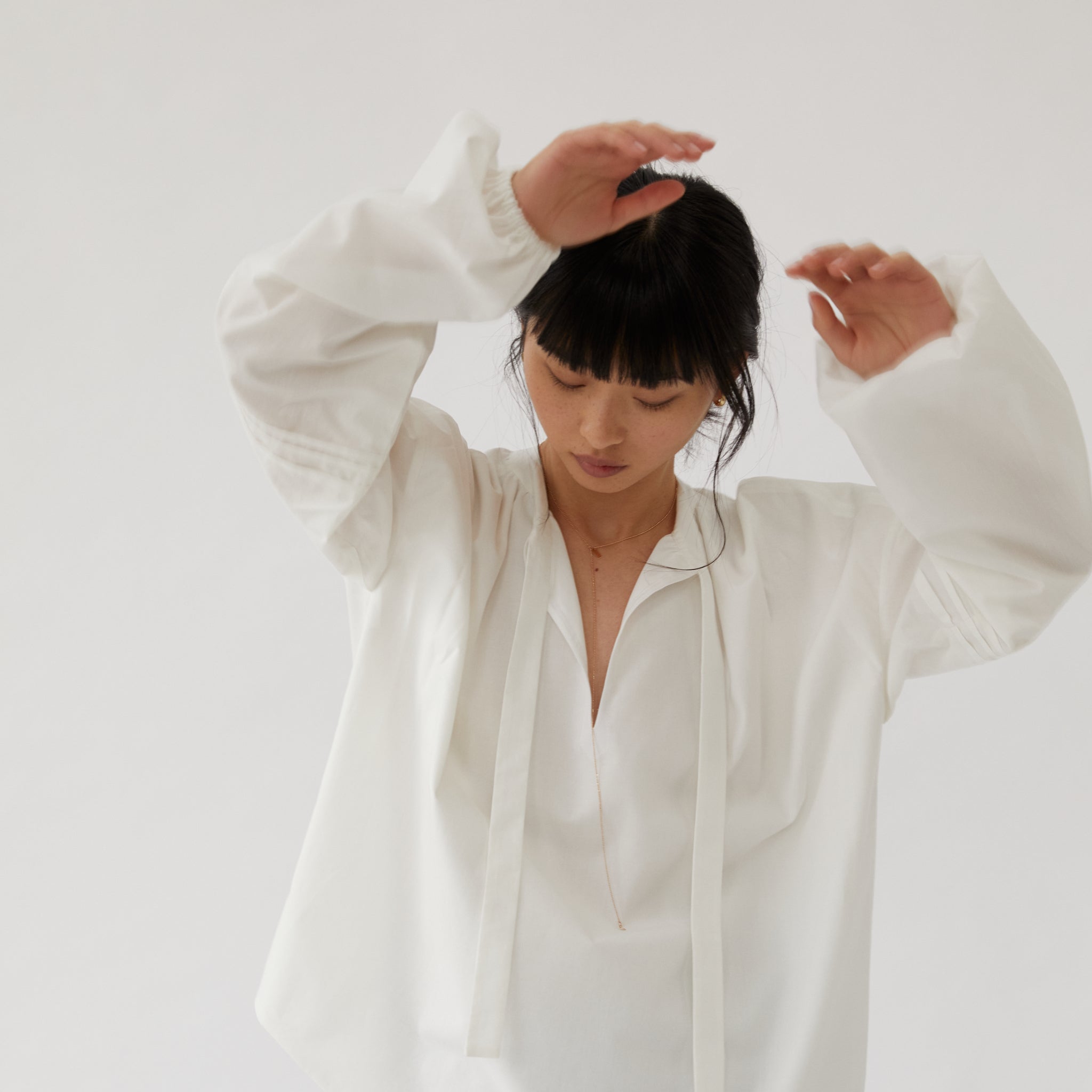 The Slow Label Puff-Sleeved Blouse White