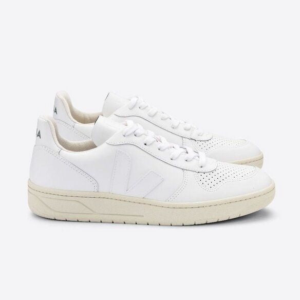 VEJA Herren Sneaker "V-10 Leather" 45 Weiß (Extra White)
