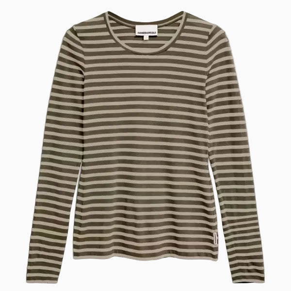 ARMEDANGELS Women Casual Jersey Longsleeve "ENRICCAA STRIPES" XXL Gravel-Dried Moss