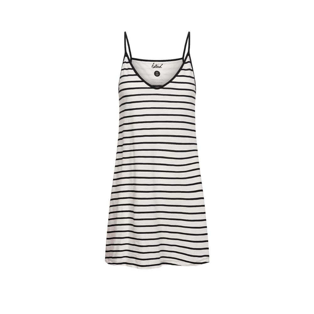 bleed clothing Easy-Stripe Dress Off-White Black