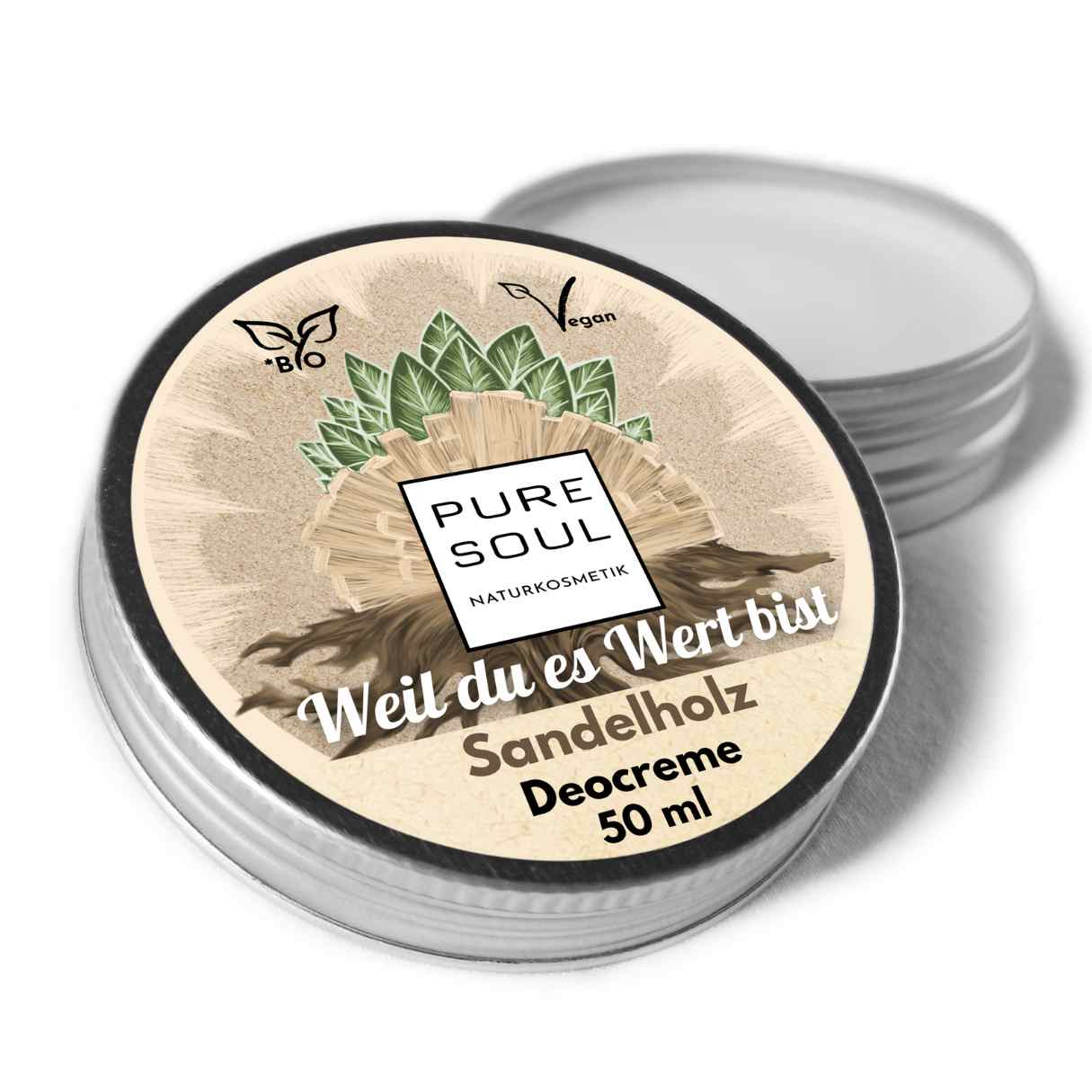 PURE SOUL Naturkosmetik Deo Creme "Sandelholz" 50 ml Orientalisch