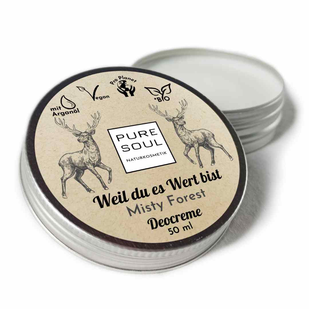PURE SOUL Naturkosmetik Deo Creme "Misty Forest" 50 ml Kiefer Zirbe Zeder