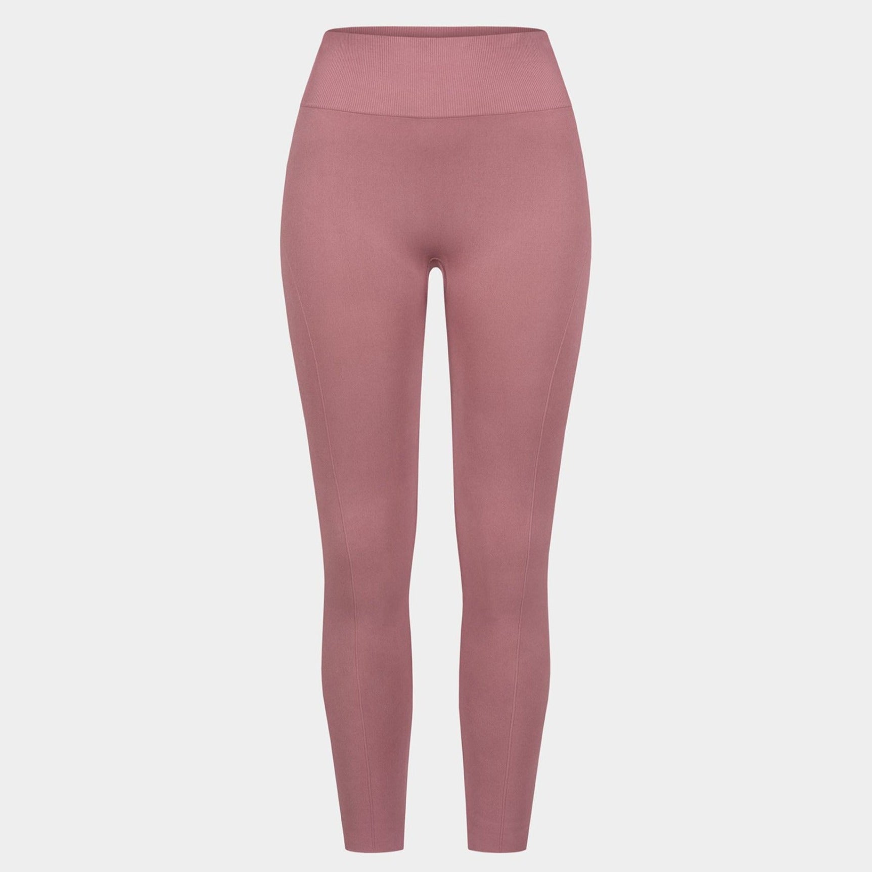 Rosa Leggings mit hohem Bund, vor einem weißen Hintergrund.