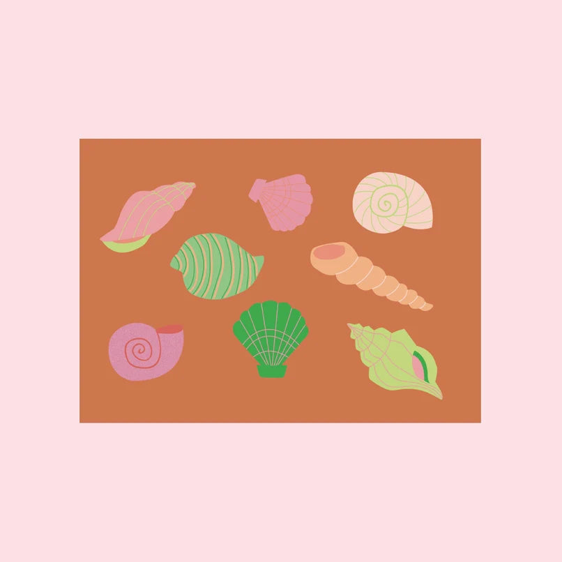 Stand der Dinge Postkarte Bunten Muscheln DIN A6