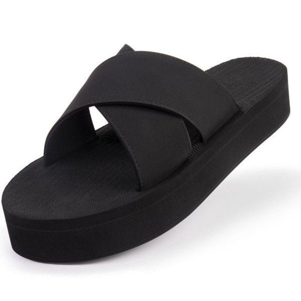 indosole Sandalen "Cross Plateau" Schwarz