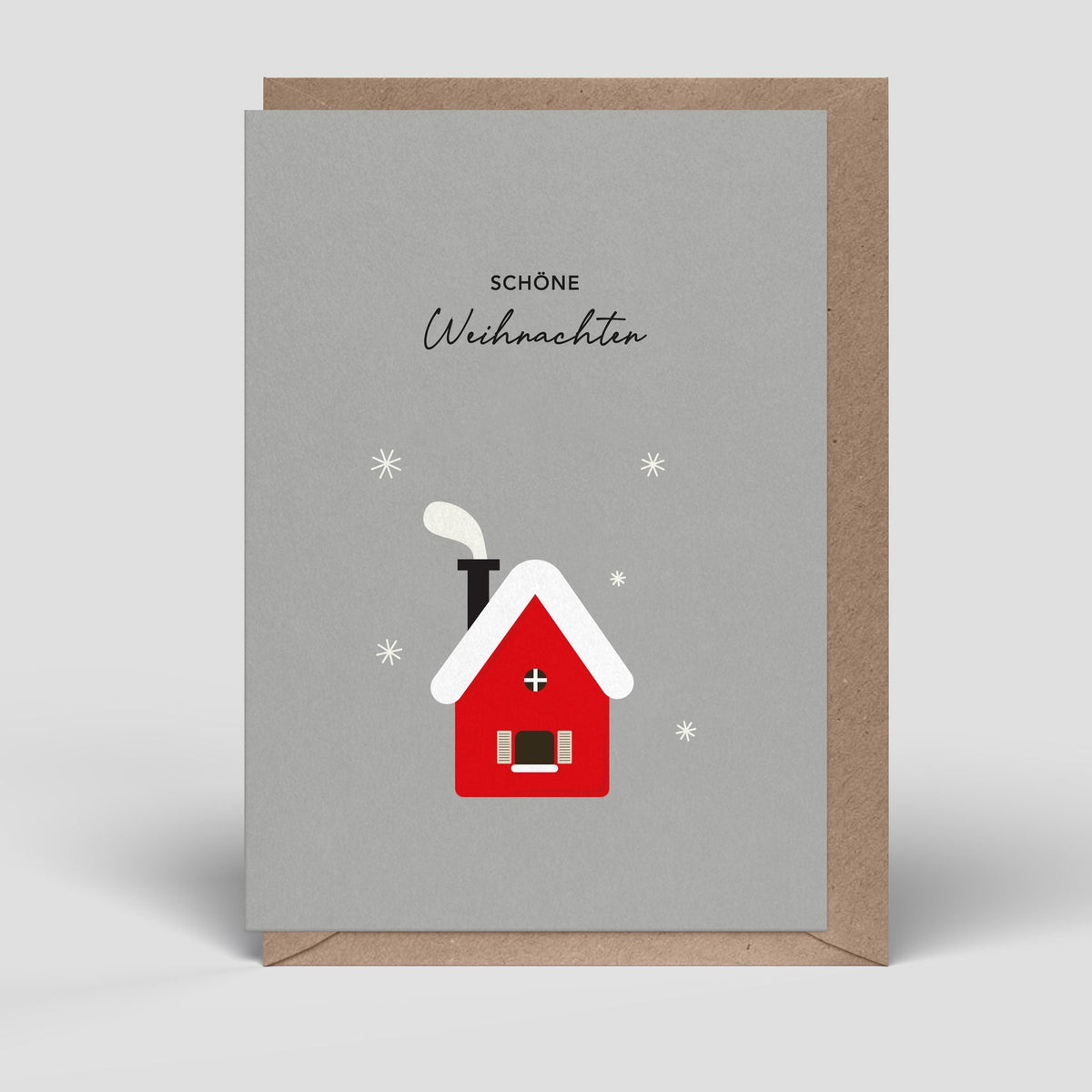 Naturbedacht Klappkarte DIN A6 mit Umschlag Weihnachtshaus (Nr. 292)