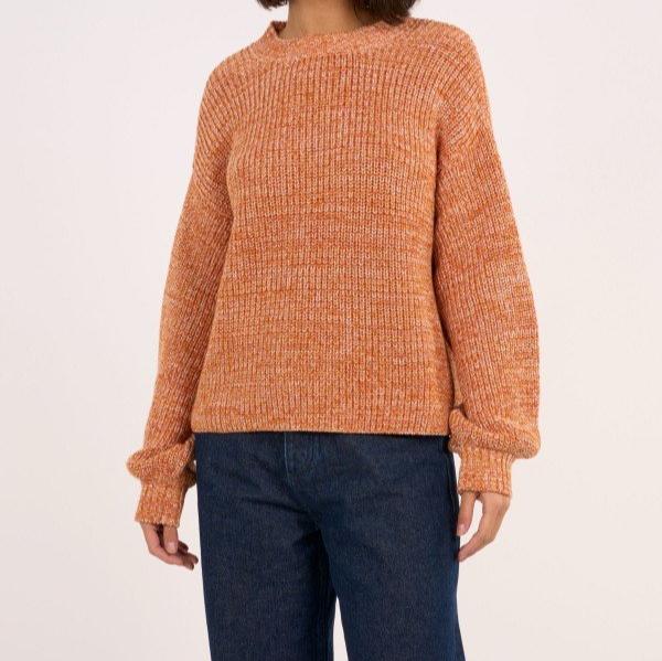 KnowledgeCotton Apparel Damen Crew Neck Pullover "Twisted" XL Orange