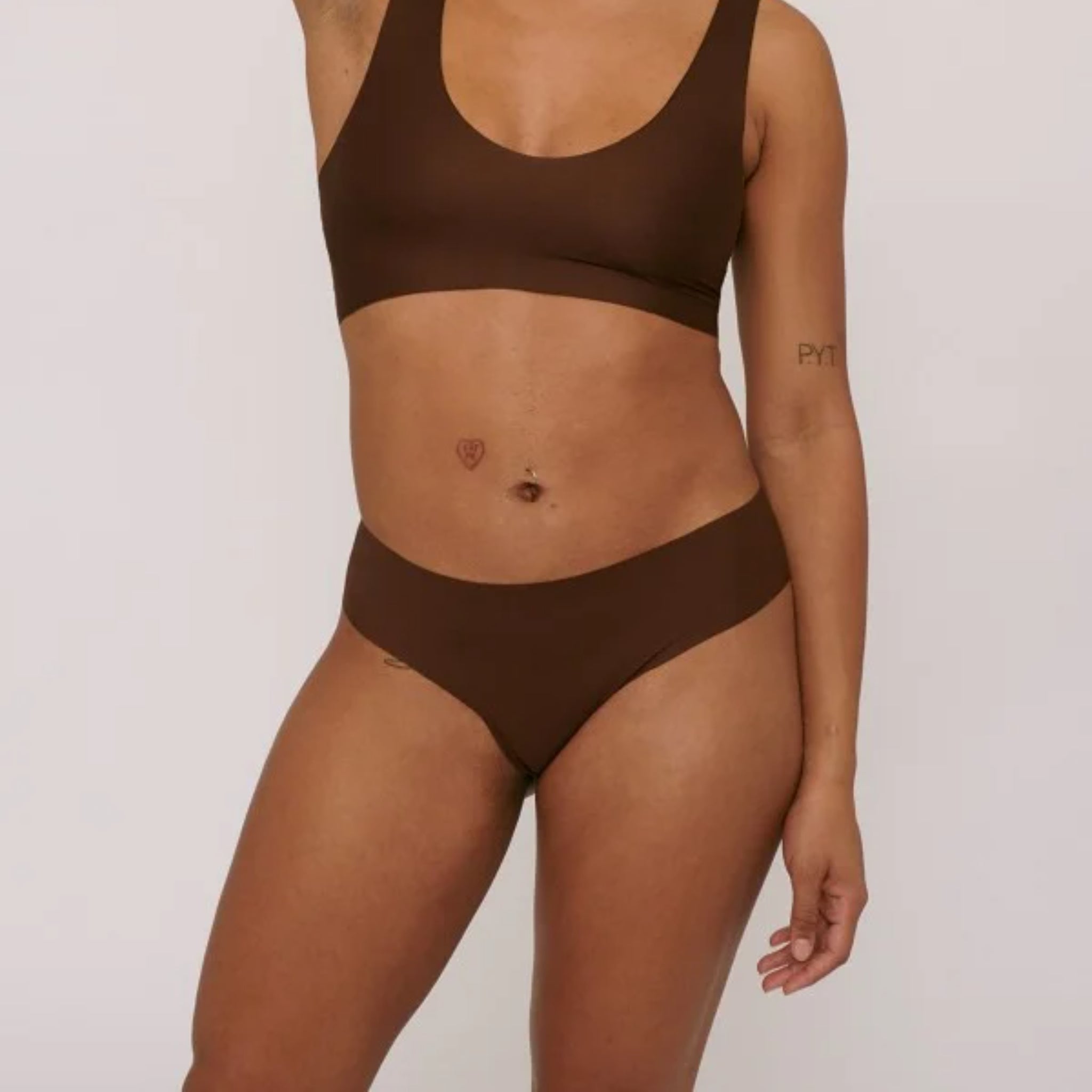 Organic Basics Invisible Cheeky Thong 2-Pack XL Walnut