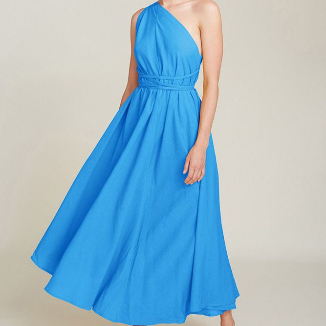 SUITE13LAB Langes DamenKleid "MP Long Cotton" One Size Blau (Cobalt Blue)