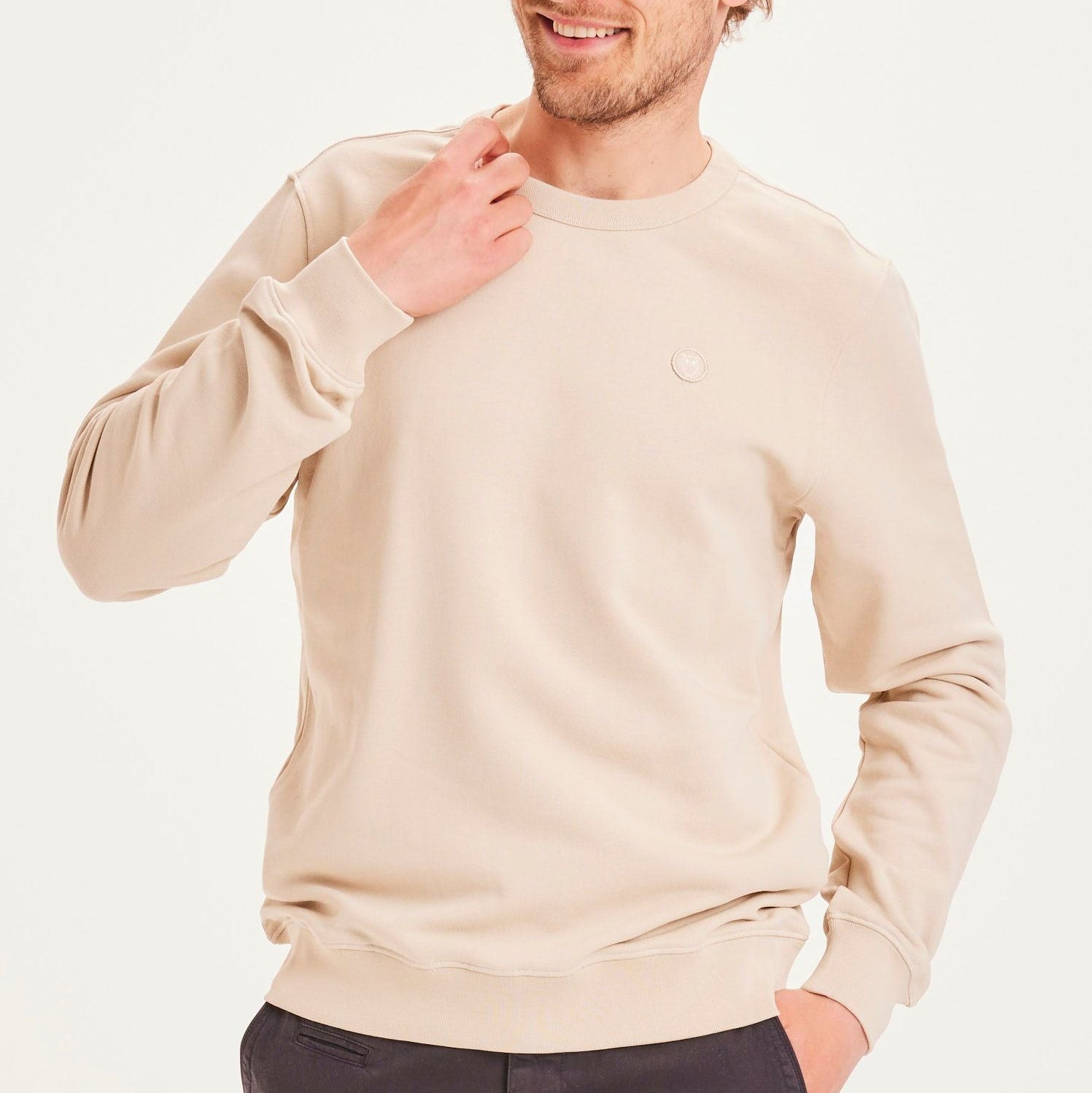 KnowledgeCotton Apparel Sweatshirt "ELM Basic Badge" XXL Natur (Light feather gray)