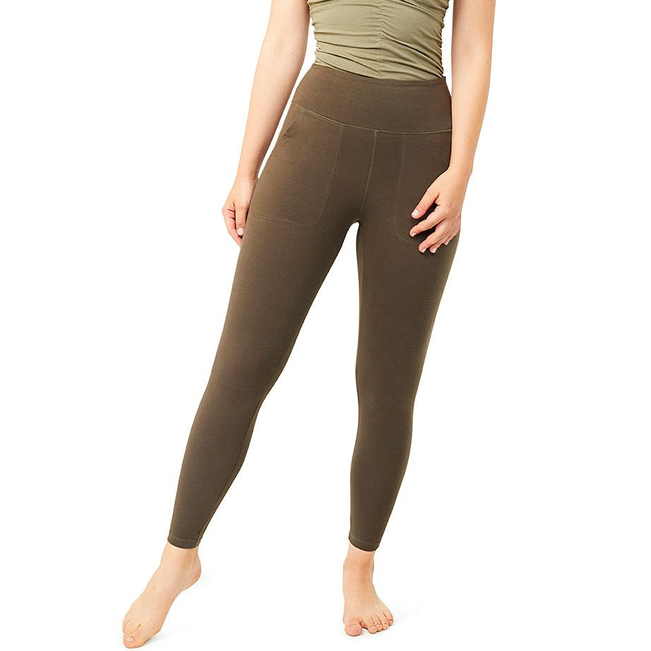 MANDALA Yoga Leggings "Cropped Pocket Tight" S Braun (Vinyl)