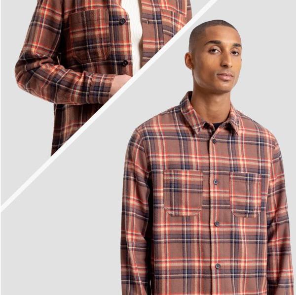Rotholz Unisex Overshirt "Check" XL Brown Red Check