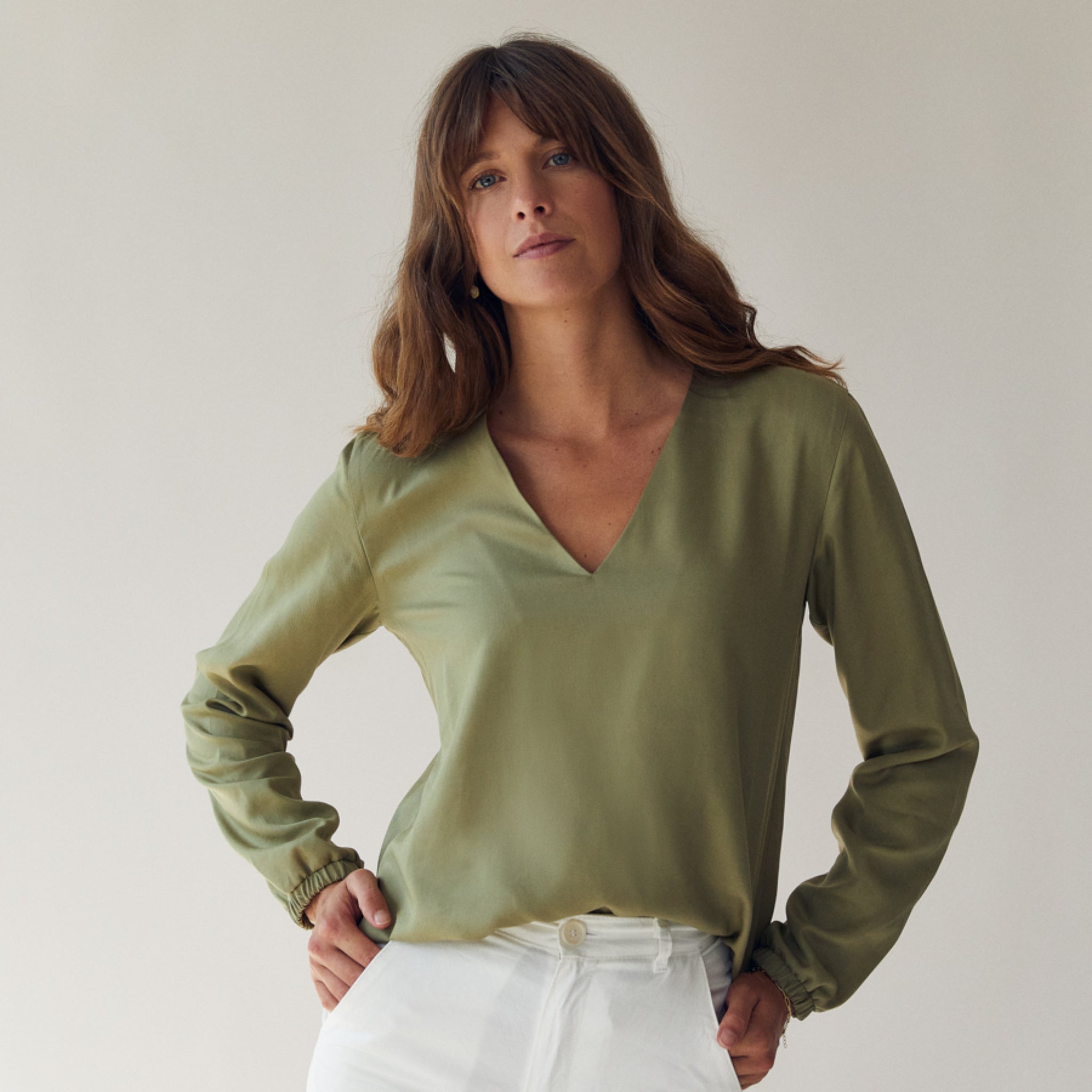 The Slow Label V-Neck Blouse