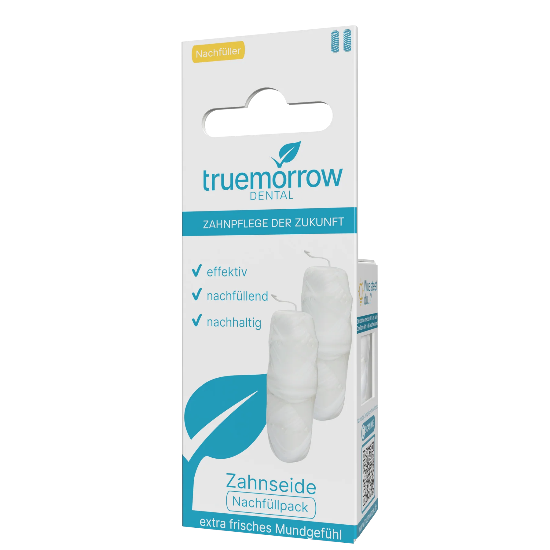 truemorrow Vegane Zahnseide - 2x30 m Nachfüllpackung