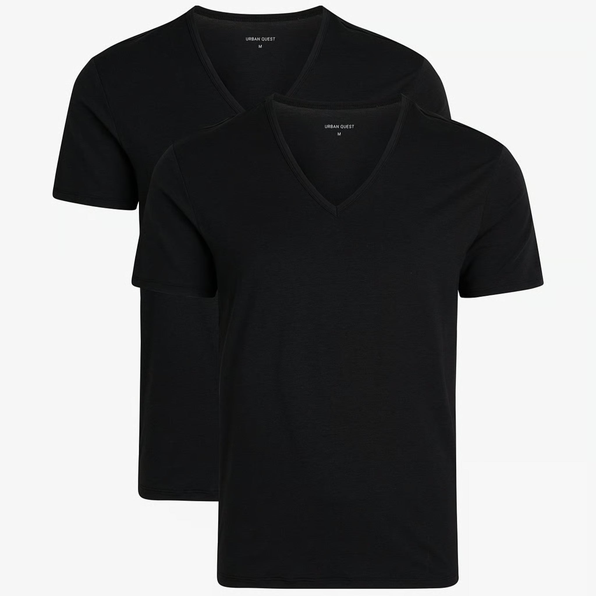 Urban Quest Herren V-Neck Under Shirt "Bamboo" 2er Pack Black