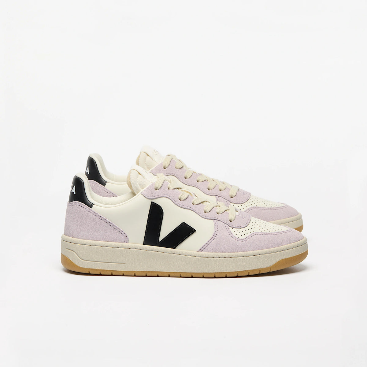 VEJA Damen Sneaker "V-10 Leather" Pure Black Parme