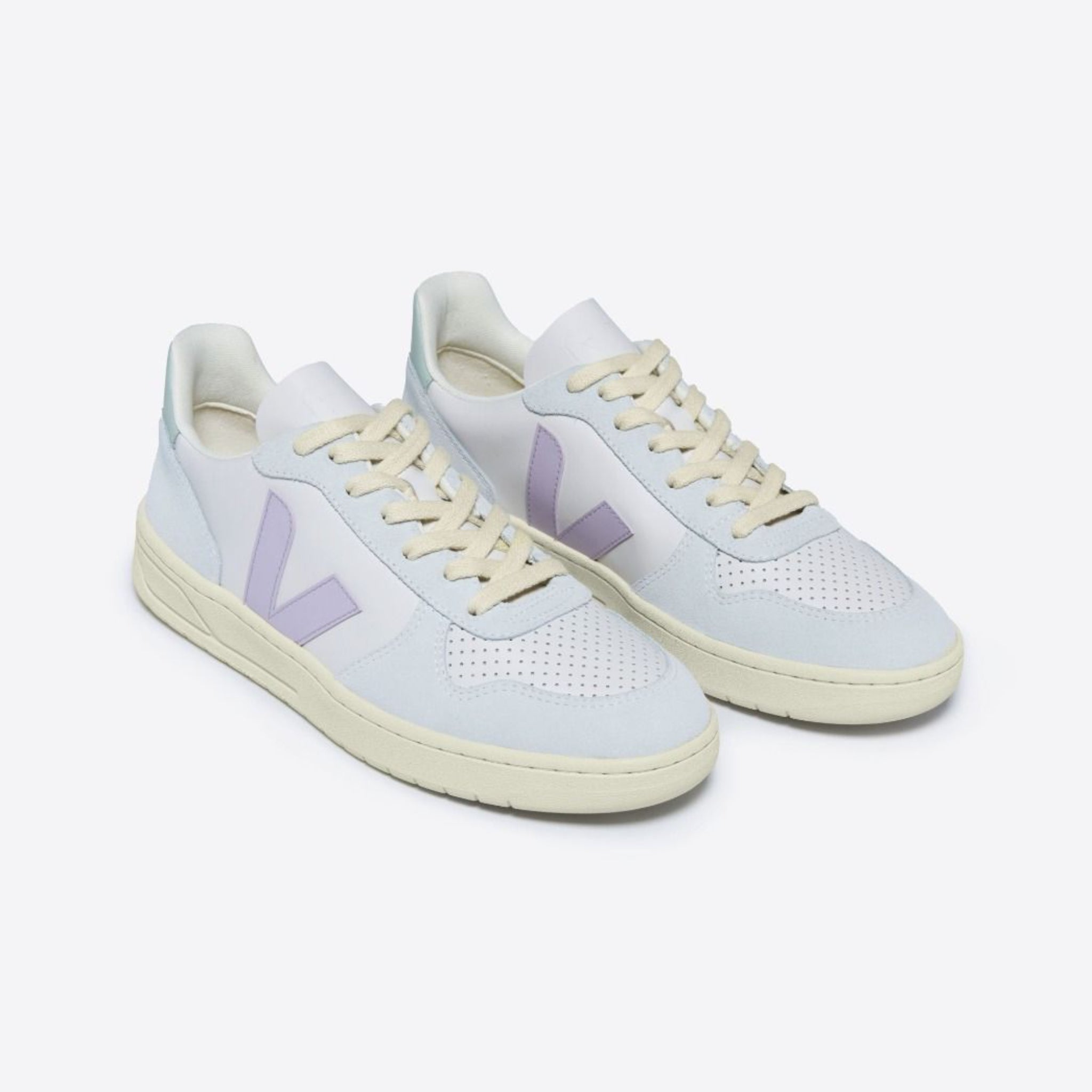 VEJA Sneaker "V-10 LEATHER" 38 Gravel Parme Menthol