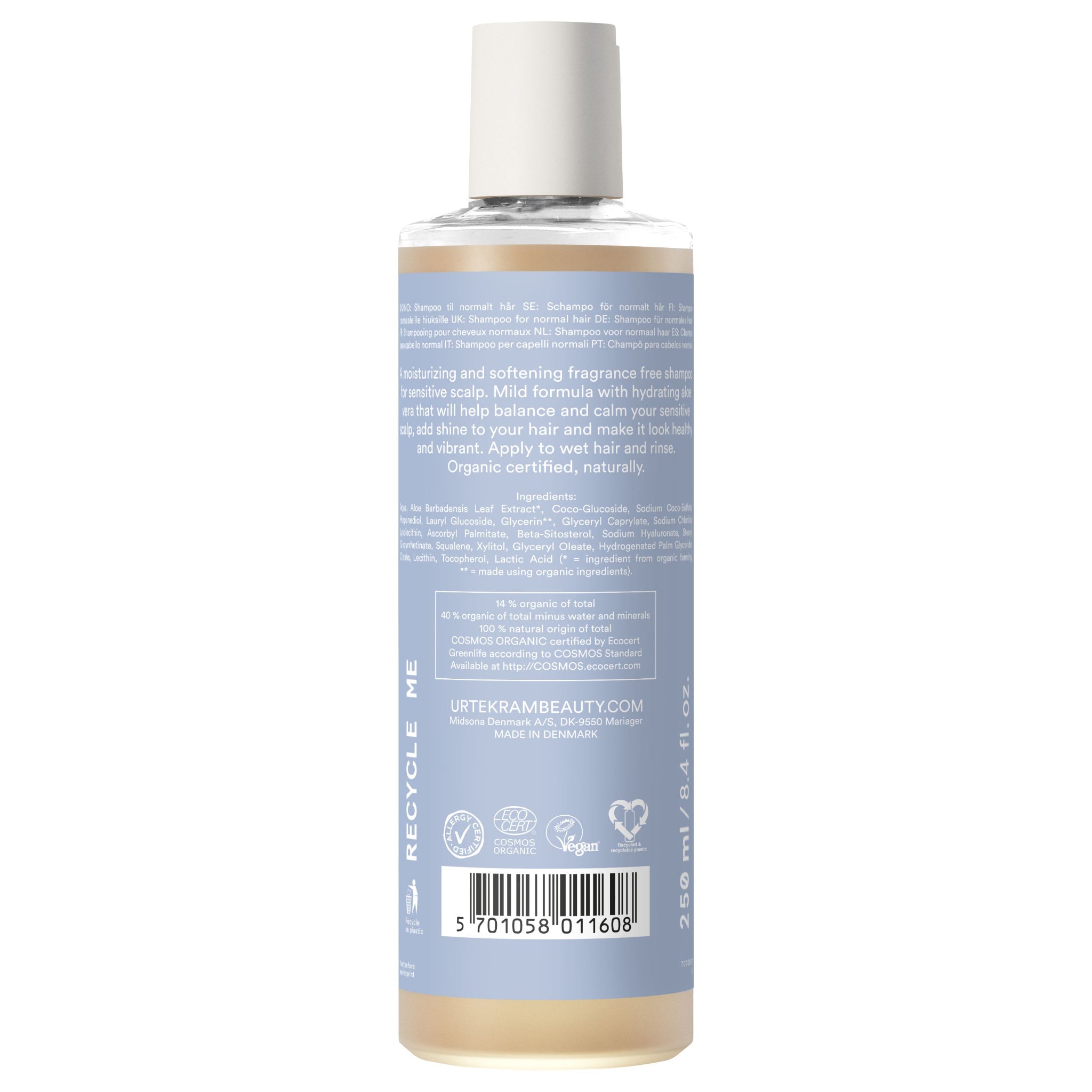 Urtekram Fragrance Free "Sensitive Scalp Shampoo" 250 ml