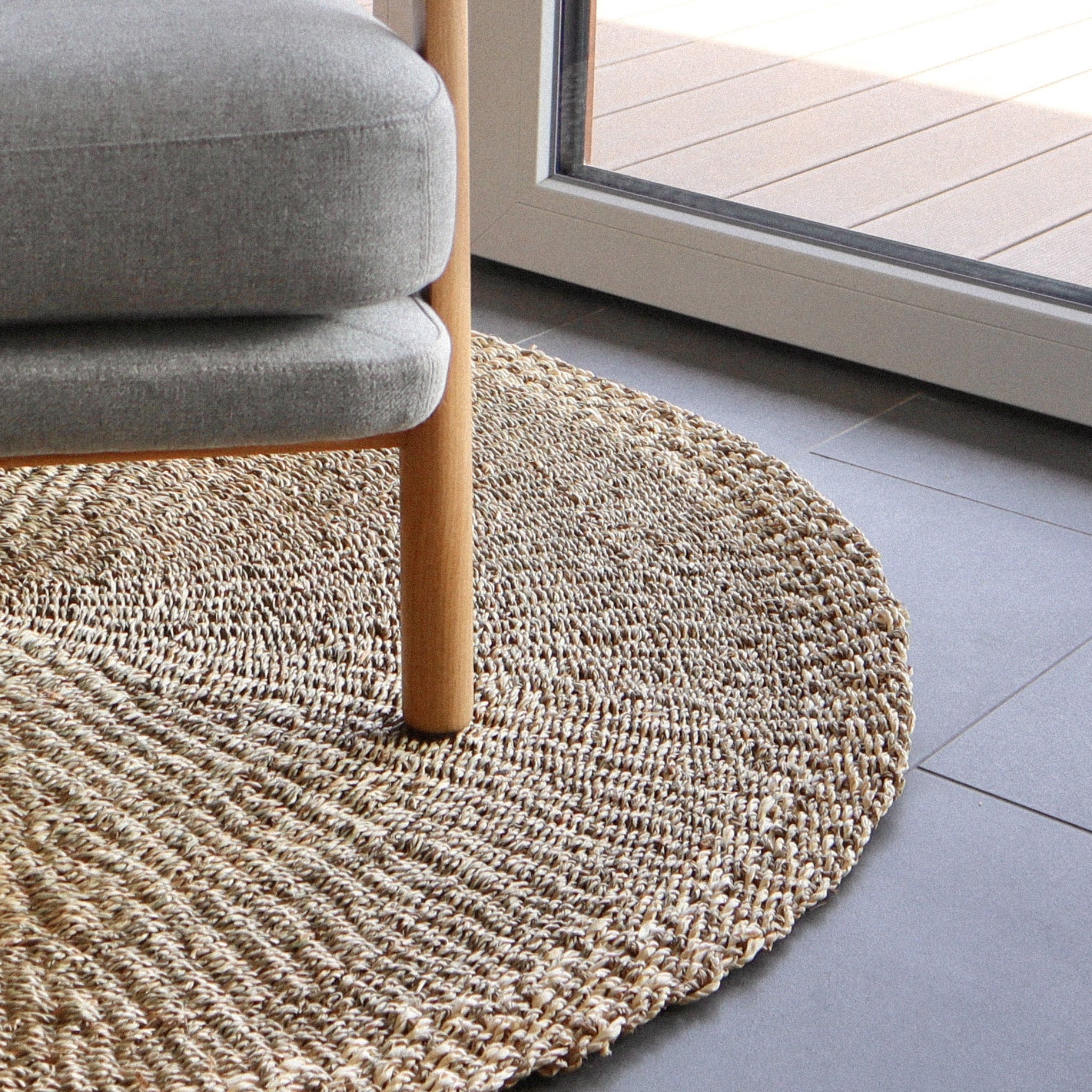 Naturewaves runder Teppich "Yen" aus Seegras Braun Natur
