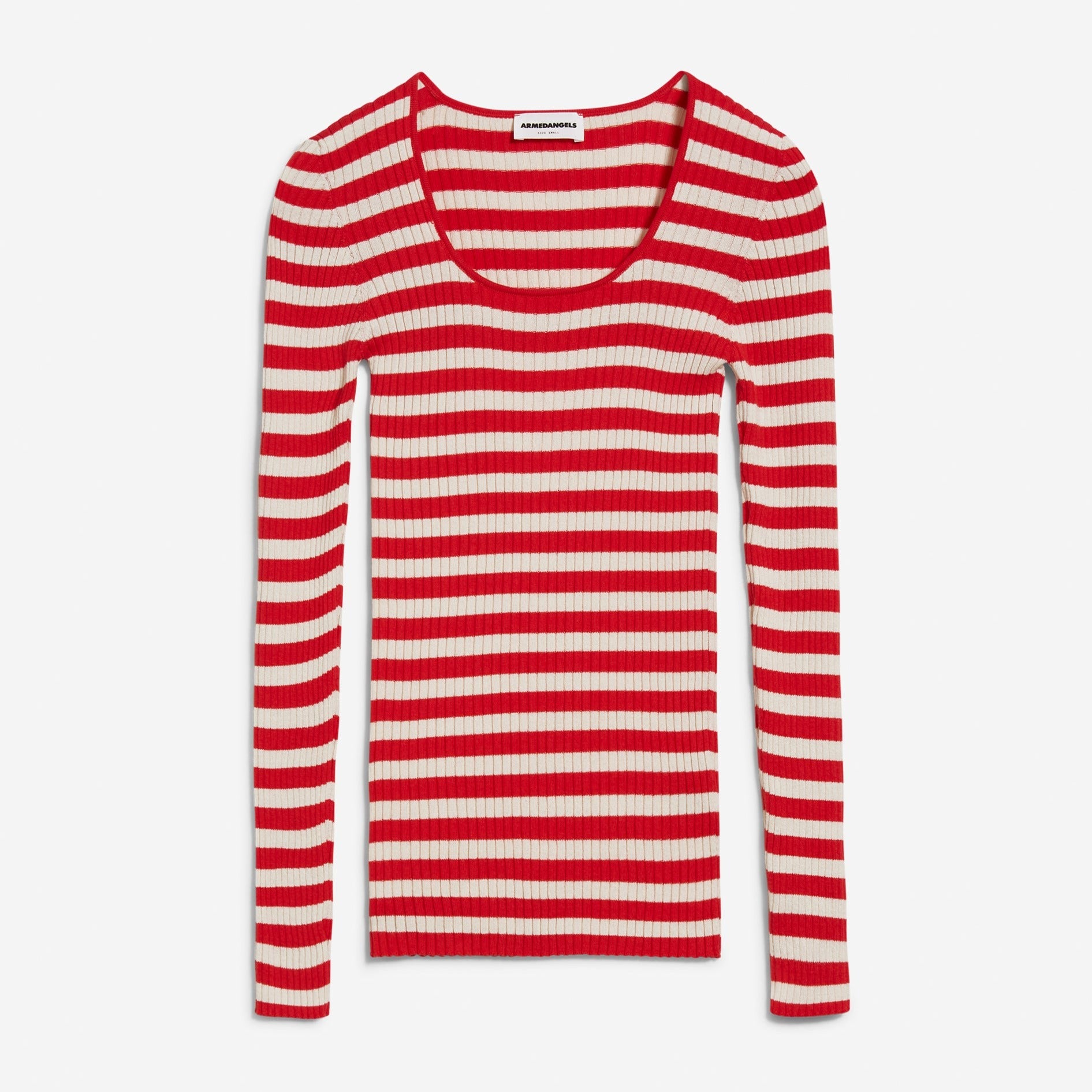ARMEDANGELS Pullover "ALAANIA CREWNECK STRIPE" - dark poppy-oatmilk
