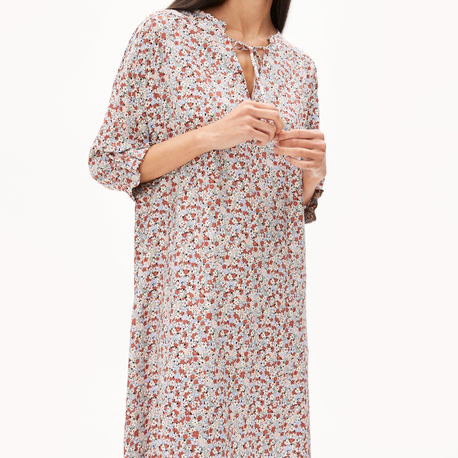 ARMEDANGELS Webkleid Oversized Fit "MAAREN BOHEME" - oatmilk