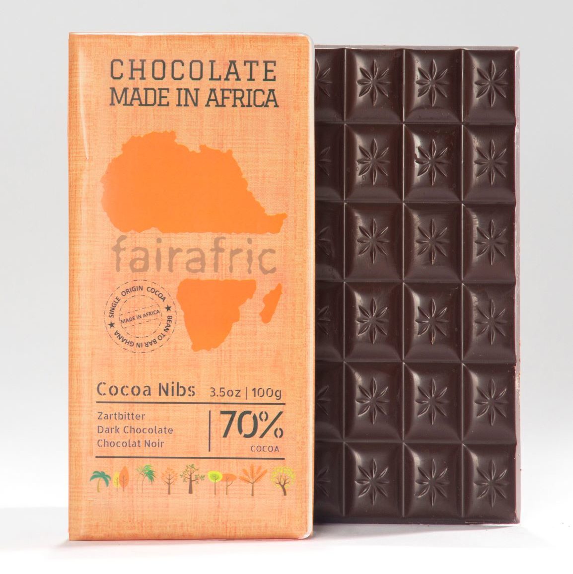 fairafric Zartbitterschokolade Kakaonibs 70%
