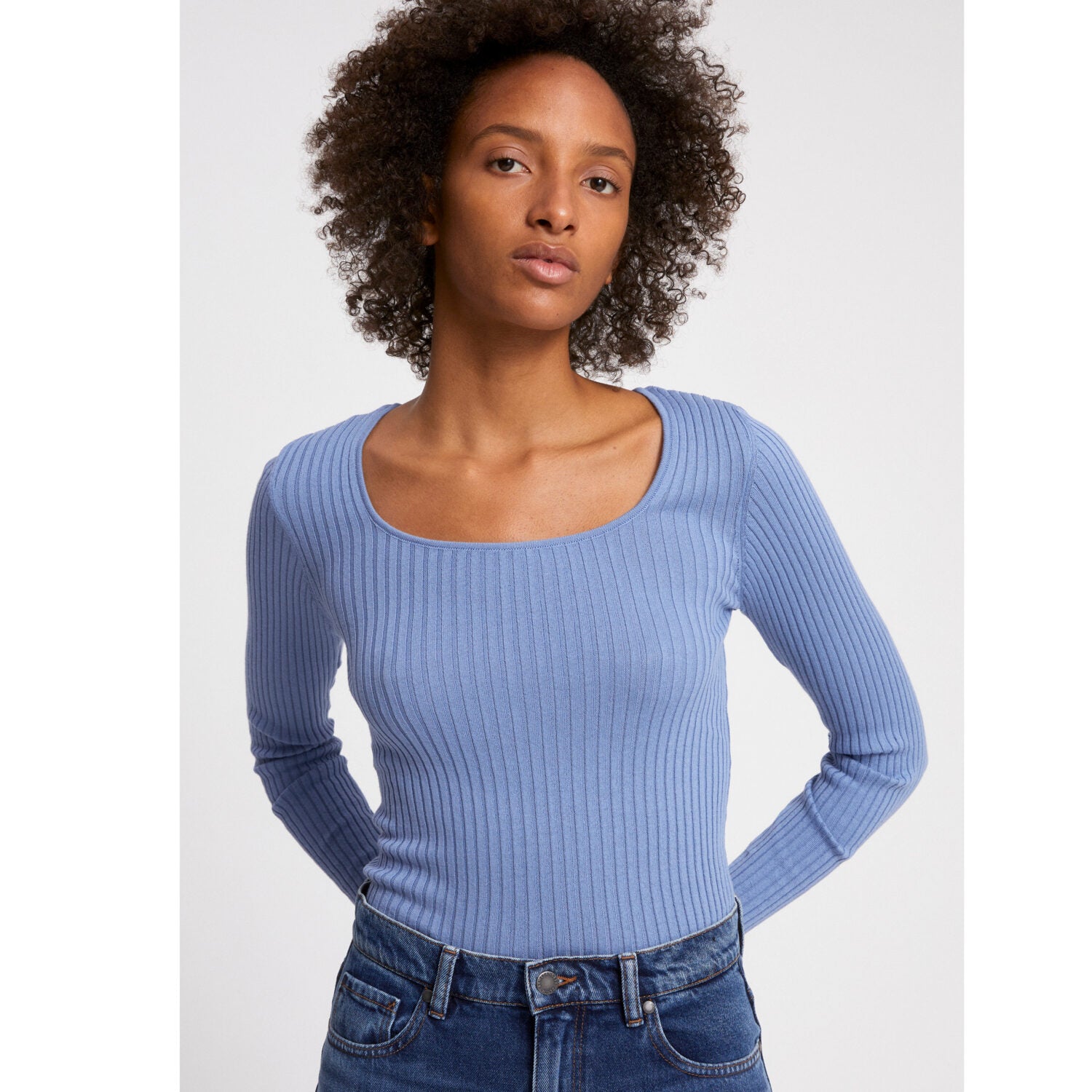 ARMEDANGELS Strickpullover ALAANI CREWNECK foggy blue (2)