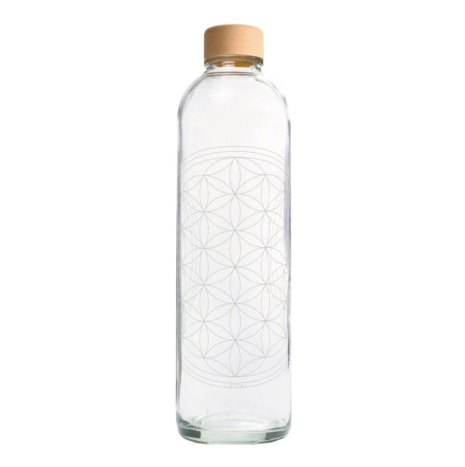 CARRY Trinkflasche aus Glas 1l Flower of Life