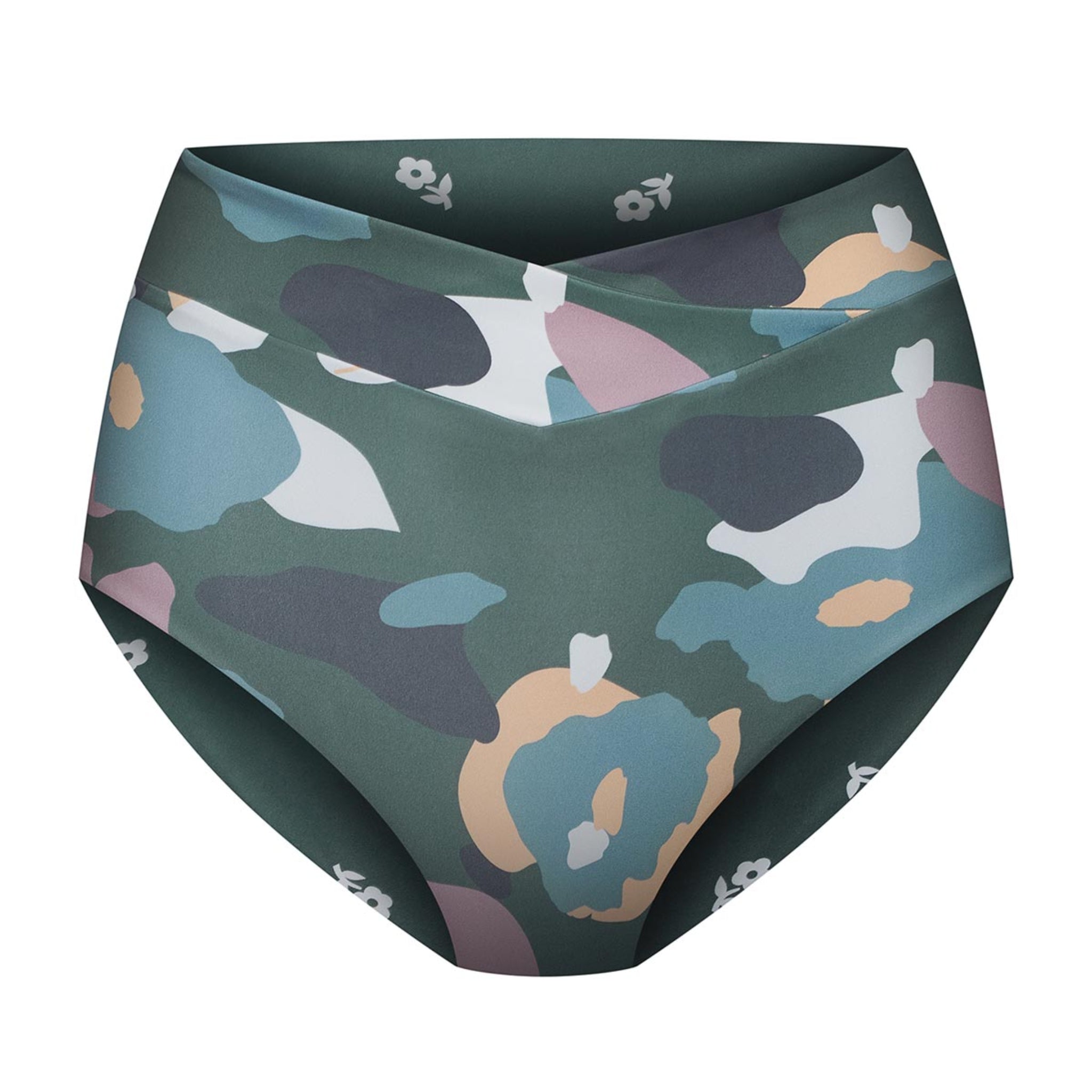boochen wendbare Bikinihose "Diani" Green Wildflower Daisy