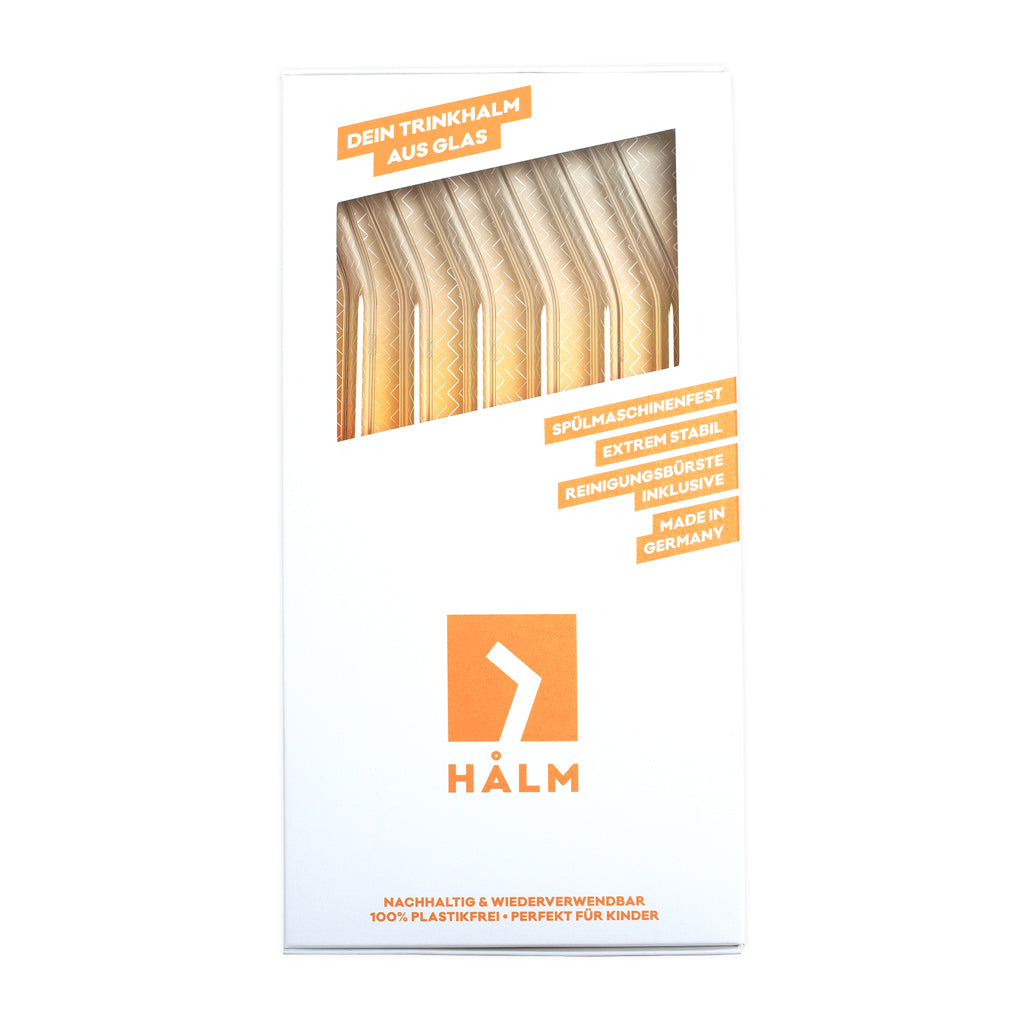 HALM Glasstrohhalm 6er Set 23cm gebogen (3)