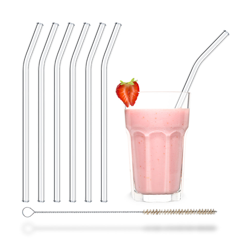 HALM Glasstrohhalm 6er Set 23cm gebogen