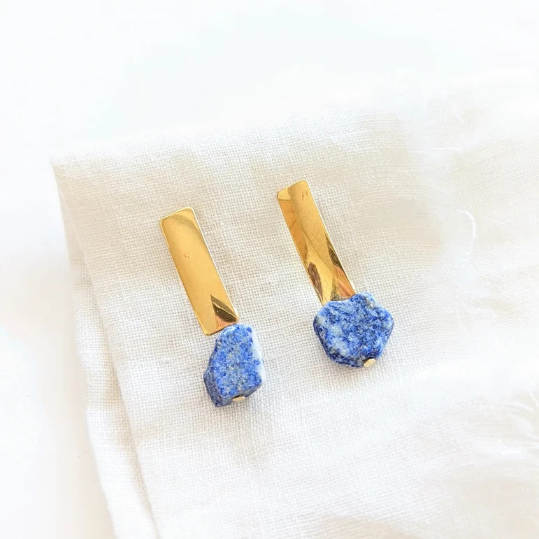 Heavin Ohrstecker Naturstein "Lapislazuli" Gold