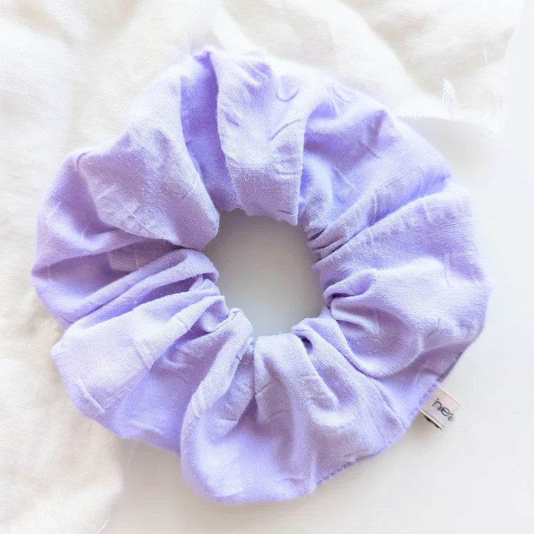 Heavin Scrunchie Upcycling Flieder Seersucker