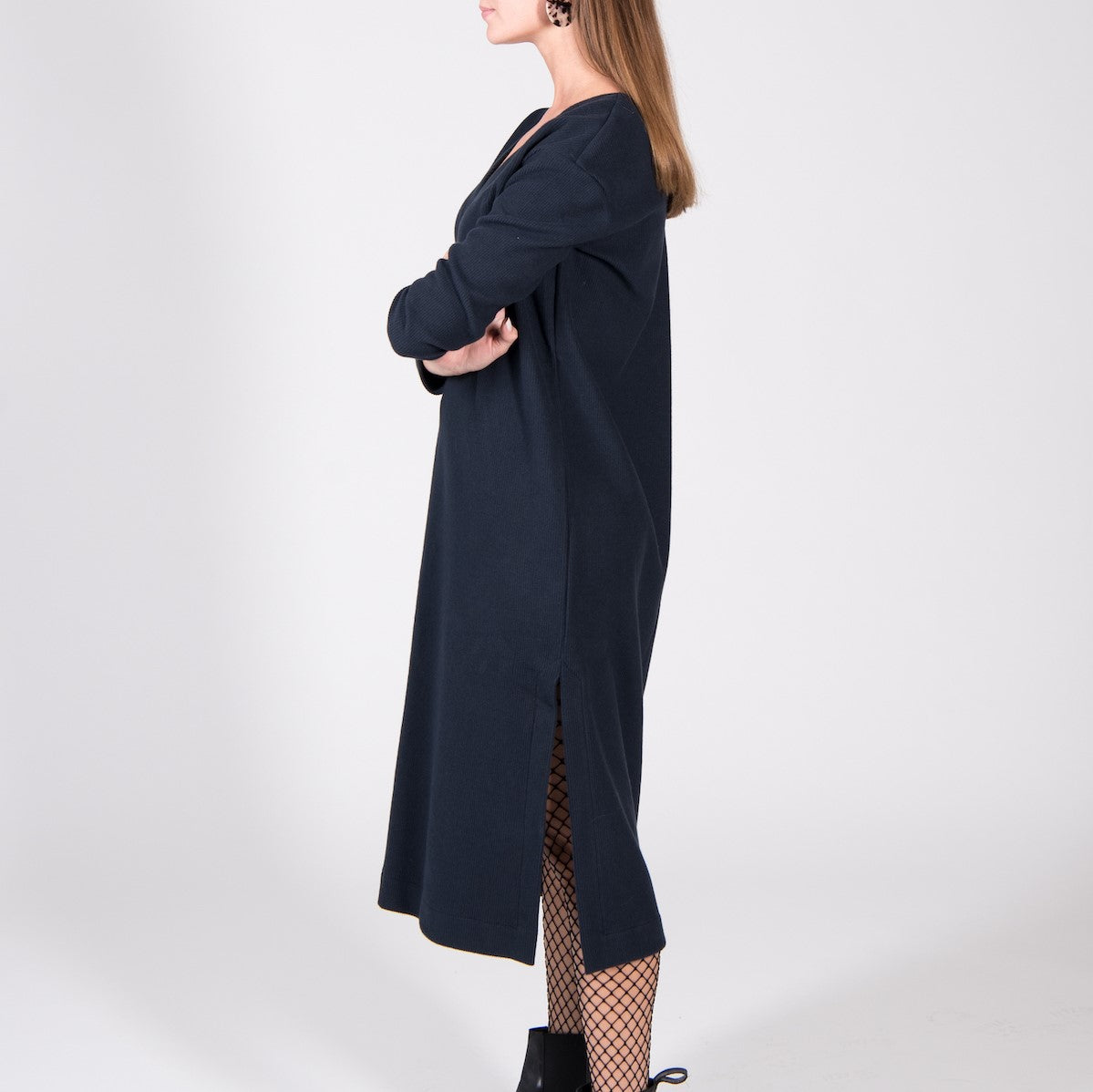 JAN N JUNE Dress Luton Corduroy Sweat midnight (4)