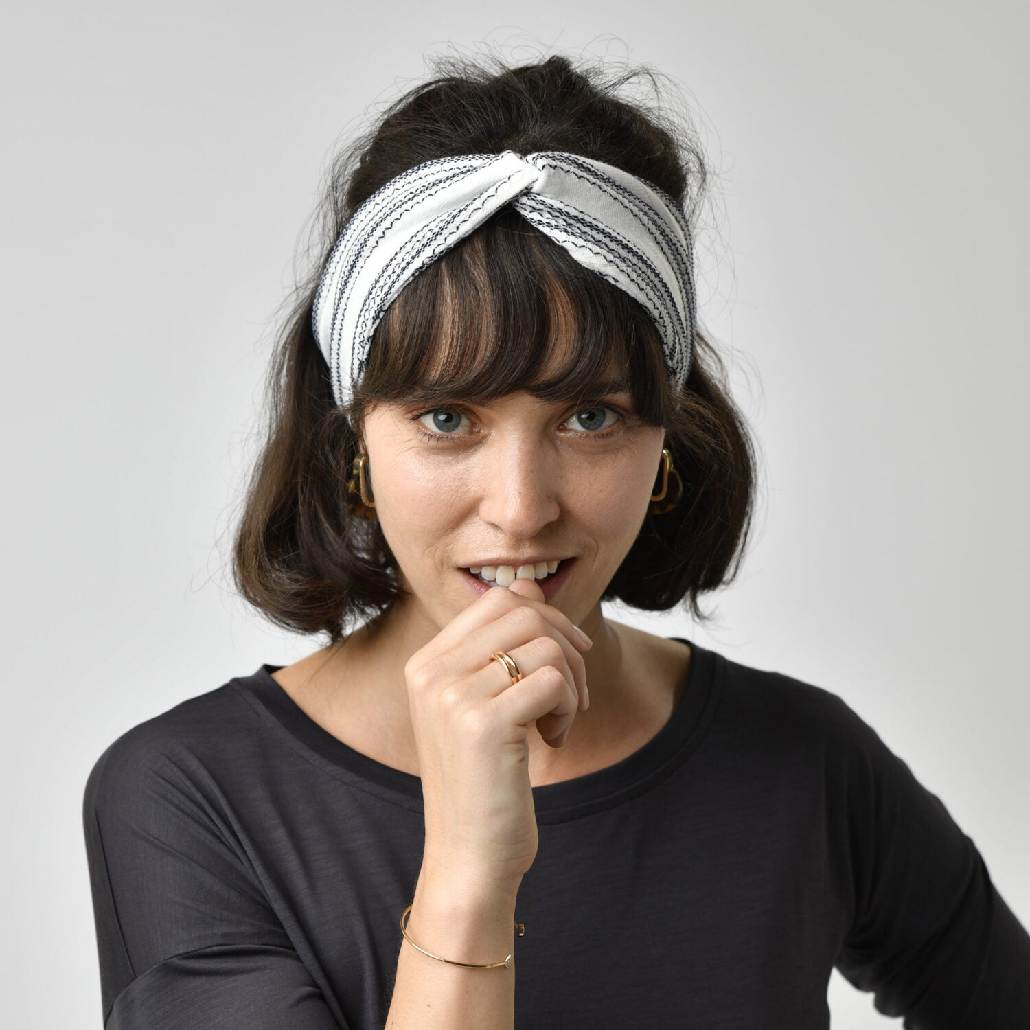 Lovjoi Haarband "PAINTED LADY" - Ivory-Black