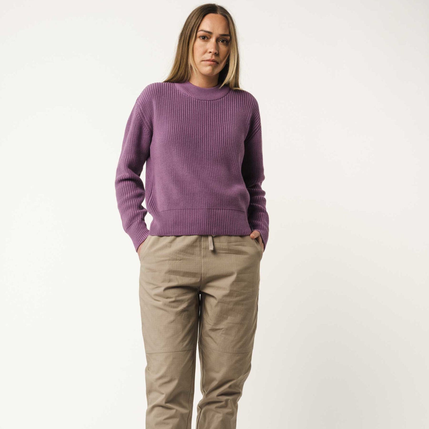 MELA Damen Rippstrickpullover MANIKA - lila_3